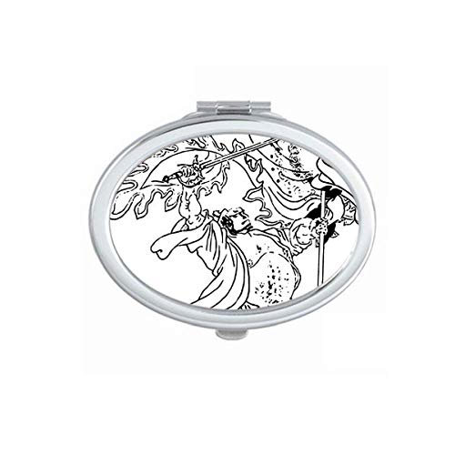 DIYthinker Portable Folding Double-Sided Makeup Mirror with Romantic Kingdoms Drawing - Perfect for Travel, Home Vanity & Gift Giving