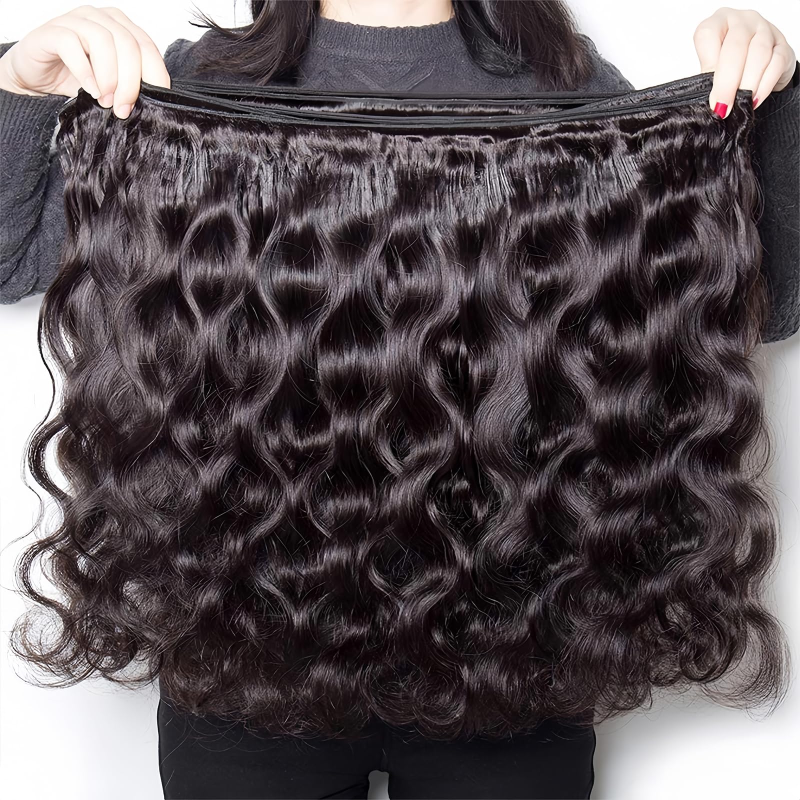 12A Brazilian Human Hair Bundles 20 22 24 26 Inch Body Wave Weave Hair Extensions - 100% Unprocessed Natural Black Hair (4 Bundles) - Perfect for Salon Styling, Daily Wear & Special Occasions