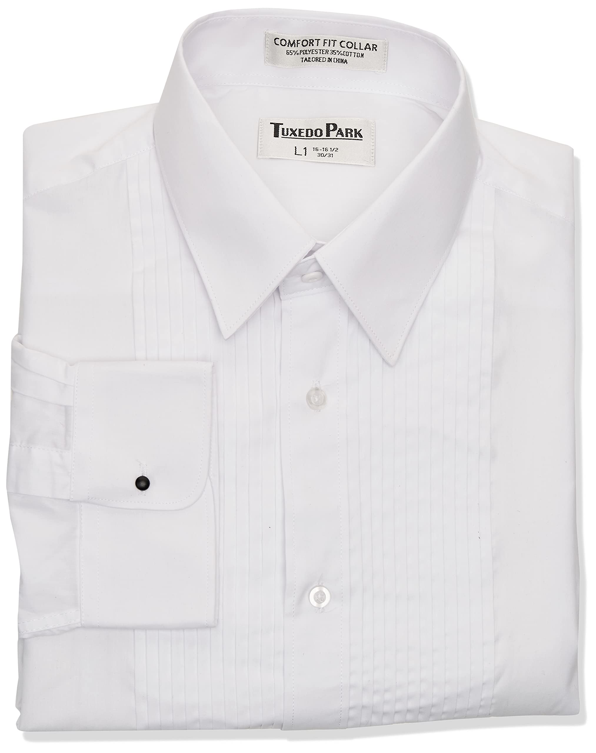Men's White Tuxedo Shirt with Laydown Collar & 1/4