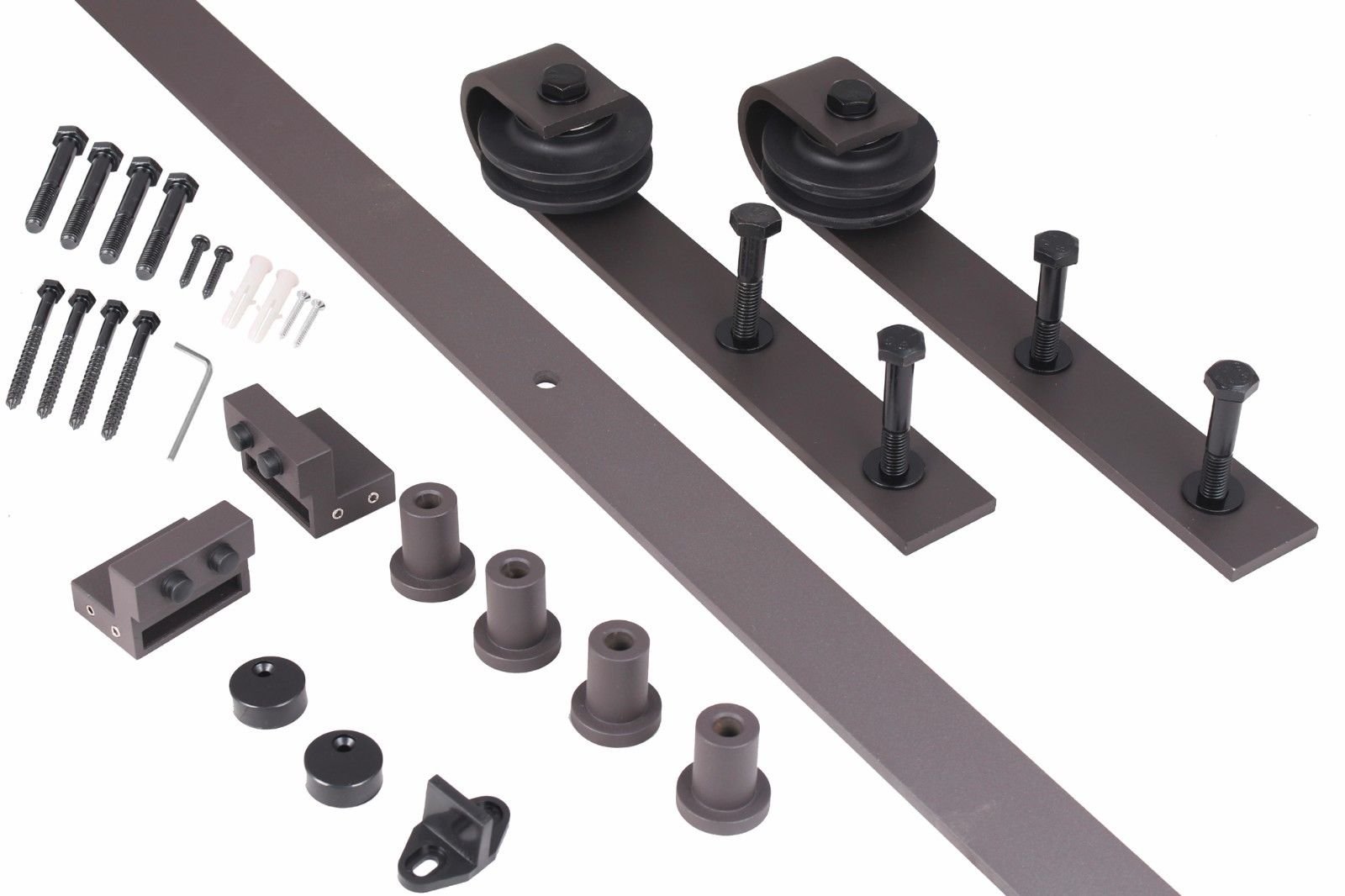 TMS® 10FT Country Antique Dark Coffee Steel Sliding Barn Door Hardware Track Set - Rustic Farmhouse Style for Interior & Exterior Doors, Perfect for Bedrooms, Closets, and Patio Entrances