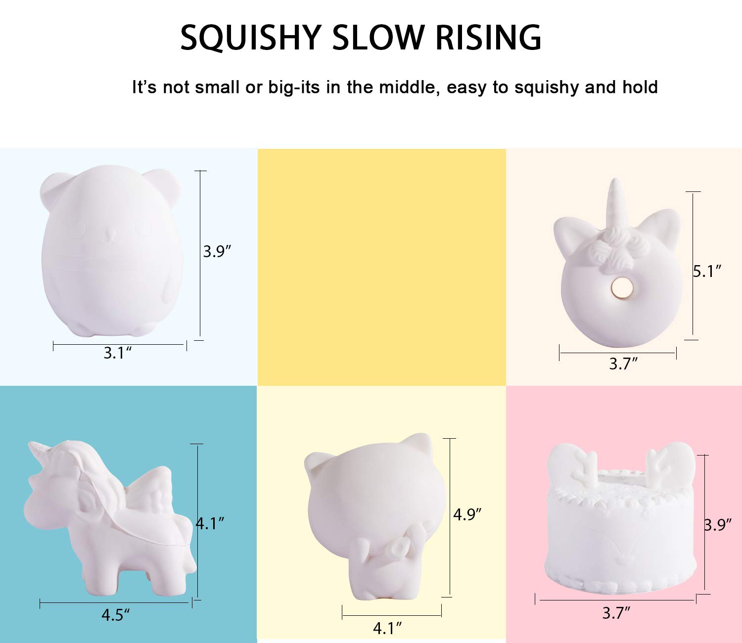 DIY Kawaii Animal Squishy Toys for Kids - 3D Blank Paint Your Own Squishies Arts & Crafts Kit (5 Pack) - Creative Stress Relief Gift for Boys & Girls Ages 3-6 - Fun Sensory Play, Birthday Party Favors & Classroom Activities