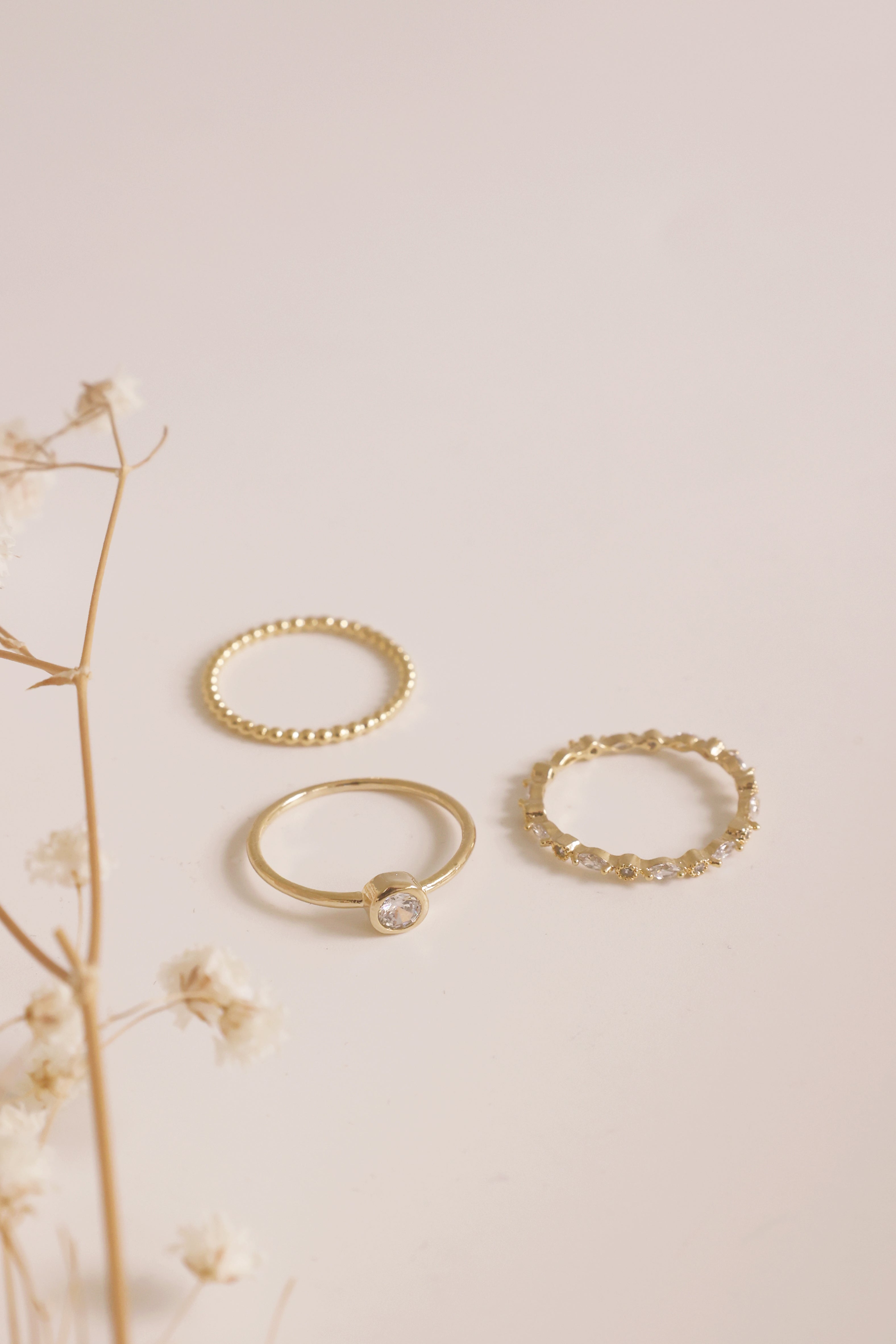 Scarlett 3-Piece Ring Set for Women - Elegant Stackable Rings for Everyday Wear, Gift Giving & Special Occasions