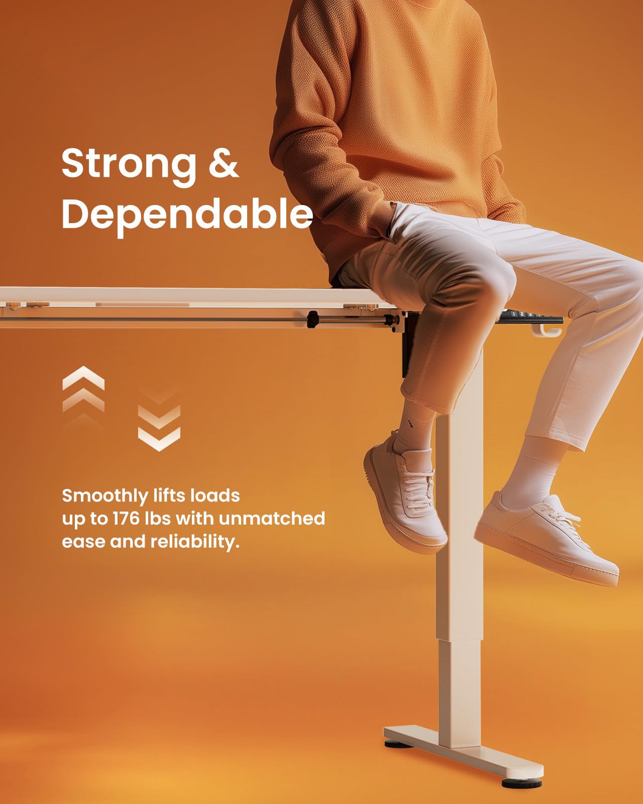ErGear 48 x 24 Inches Electric Height Adjustable Standing Desk - Memory Preset Sit Stand Home Office Desk with Splice Board (White) | Perfect for Remote Work, Gaming & Study Spaces