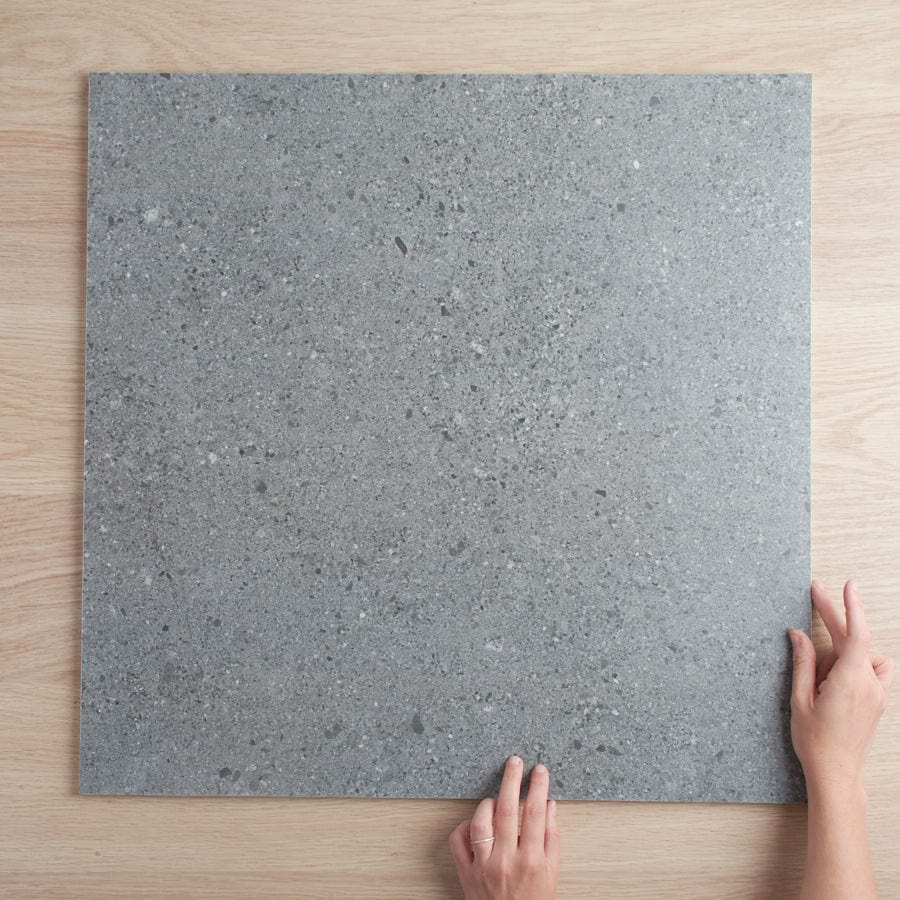 Hamilton Matte Charcoal Concrete Look Tile - Premium Peel and Stick Wall Tiles for Kitchen Backsplash, Bathroom, and Living Room Decor
