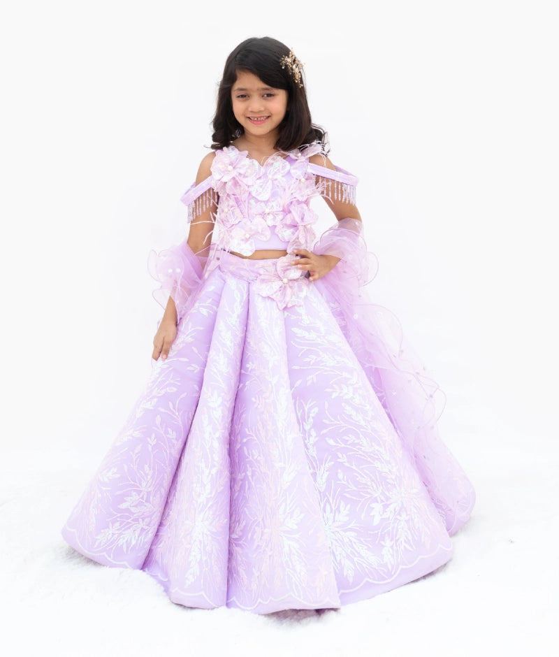 Pre Order: Lilac Embroidered Lehenga Choli Set for Women | Indian Traditional Bridal Wedding Outfit | Perfect for Festivals, Weddings & Special Occasions