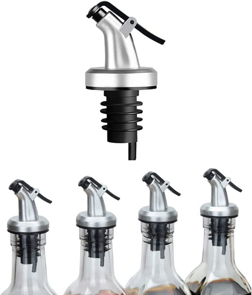 Stainless Steel Oil Bottle Pourer with Plastic Nozzle - Free Flow Wine and Liquor Dispenser Cap for Olive Oil, Kitchen, Bar, Restaurant Use (3 Pack) - Perfect for Home, Hotel, and Commercial Use