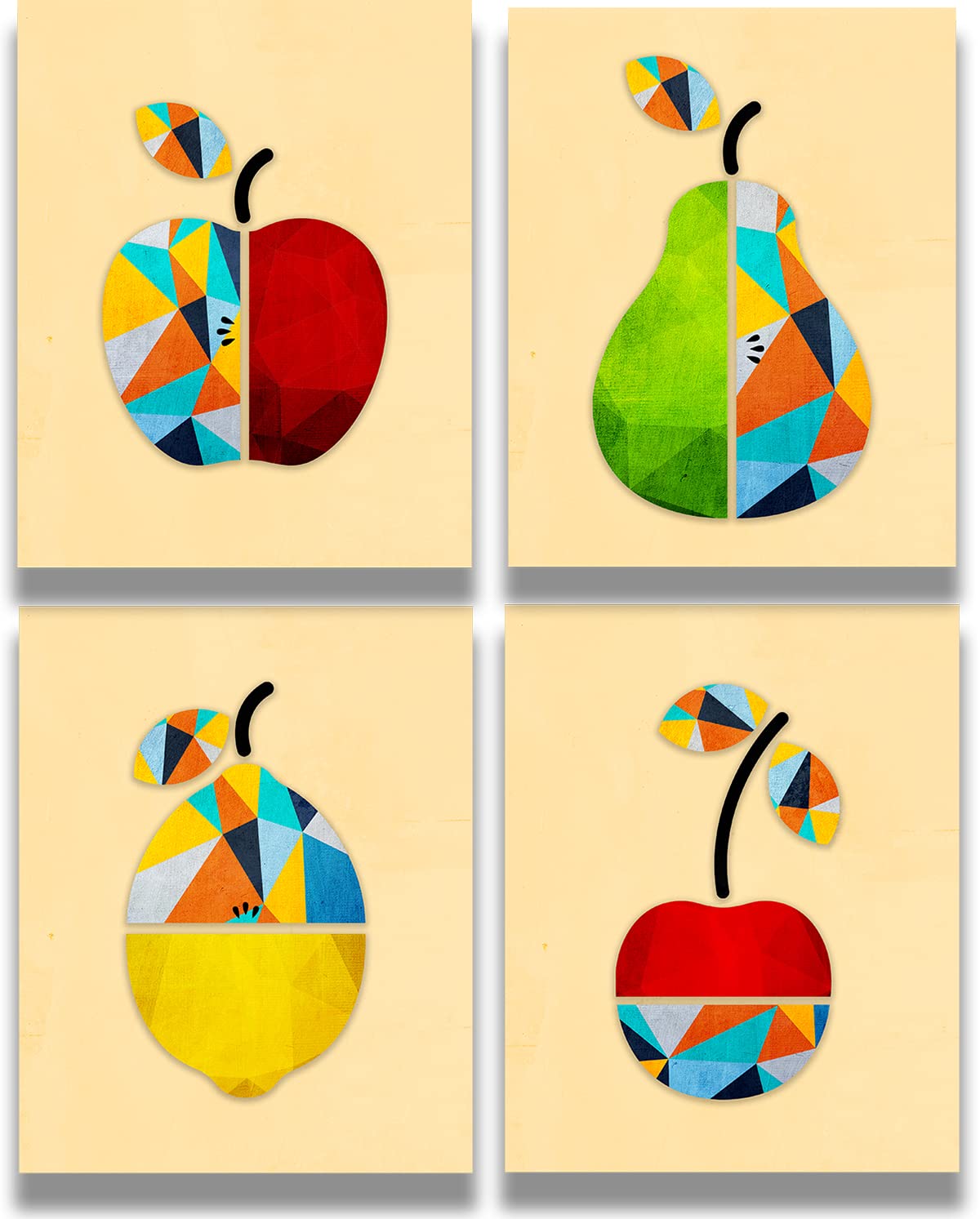 Modern Fruit Geometric Wall Art - Boho Kitchen & Dining Decor for Home