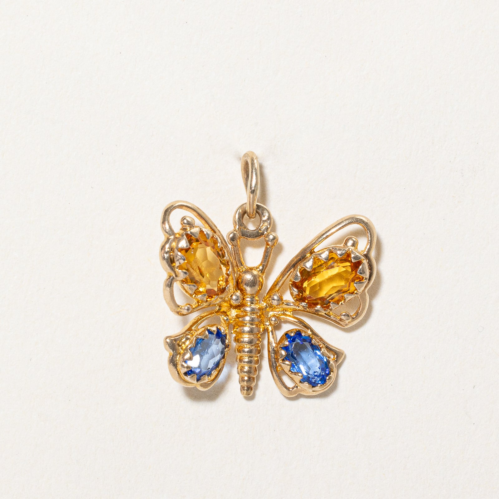 1.20ctw Blue & Yellow Paste Glass Butterfly Pendant Necklace - Elegant Handmade Jewelry for Women, Perfect Gift for Birthday, Anniversary & Special Occasions