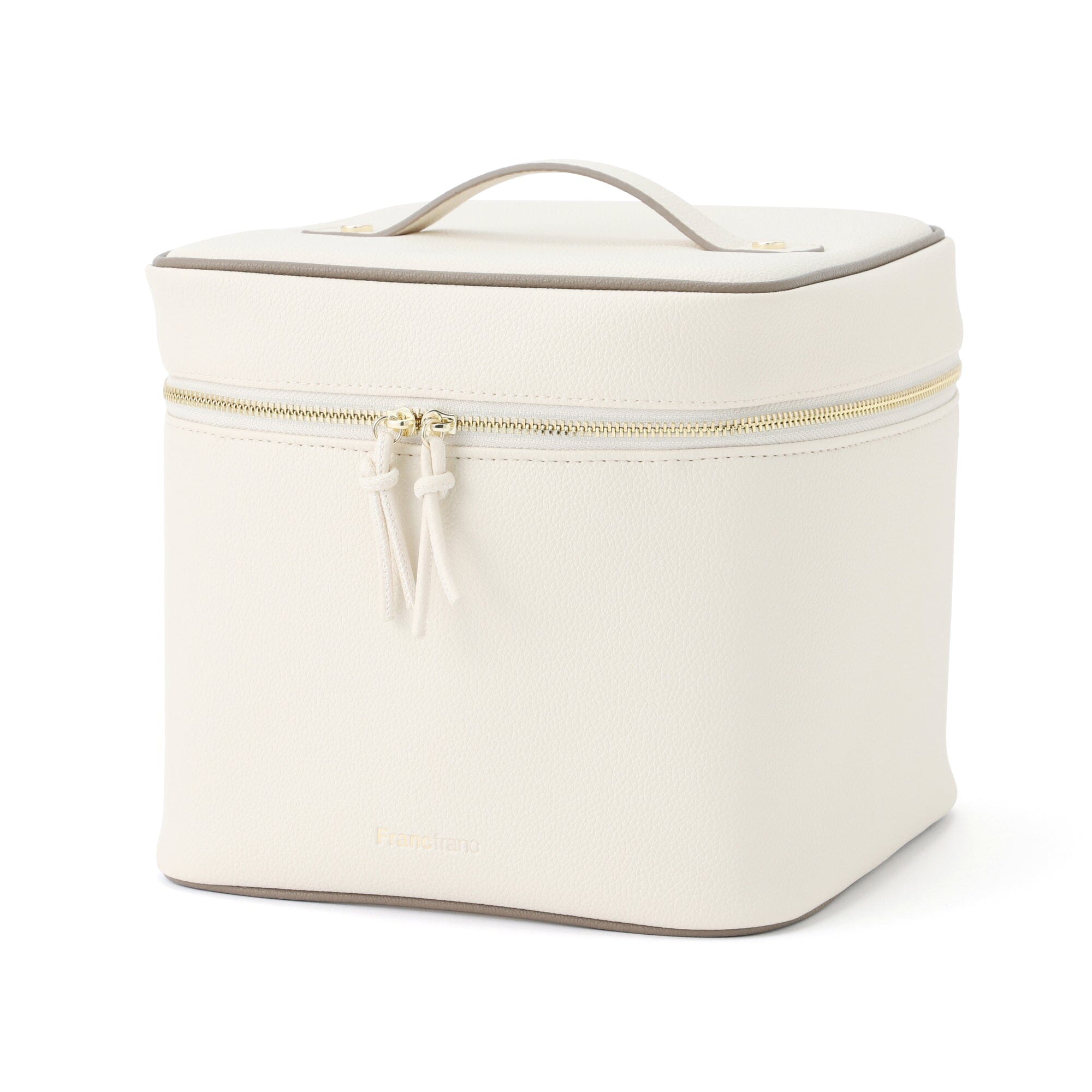 Bicolor Vanity Pouch L Ivory - Elegant Makeup Bag for Women | Perfect for Travel, Gym & Daily Essentials Organization