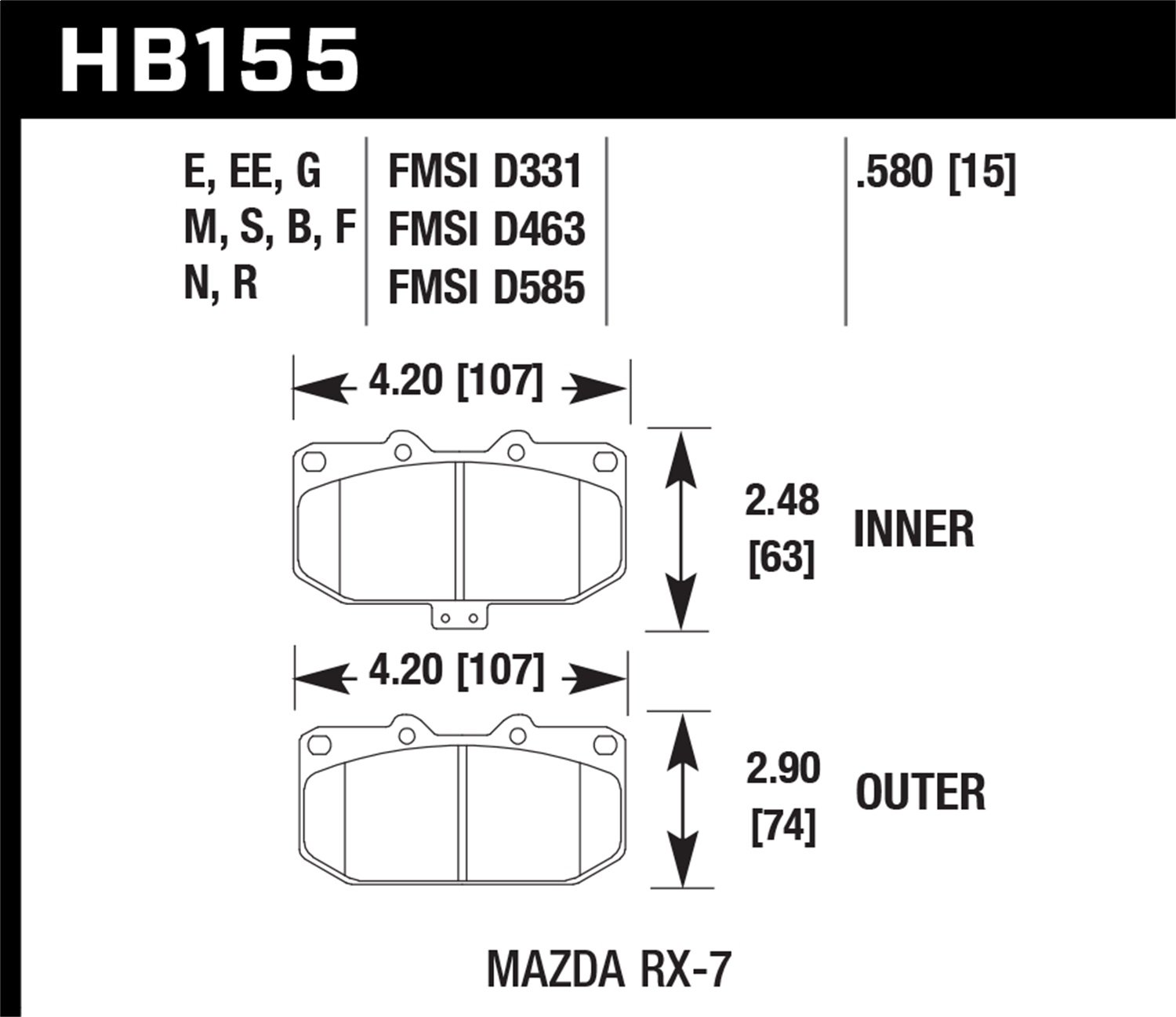 HB155B.580 HPS 5.0 High Performance Street Brake Pads - Premium Ceramic Brake Pads for Cars, Trucks & SUVs - Perfect for Daily Driving & Performance Upgrades