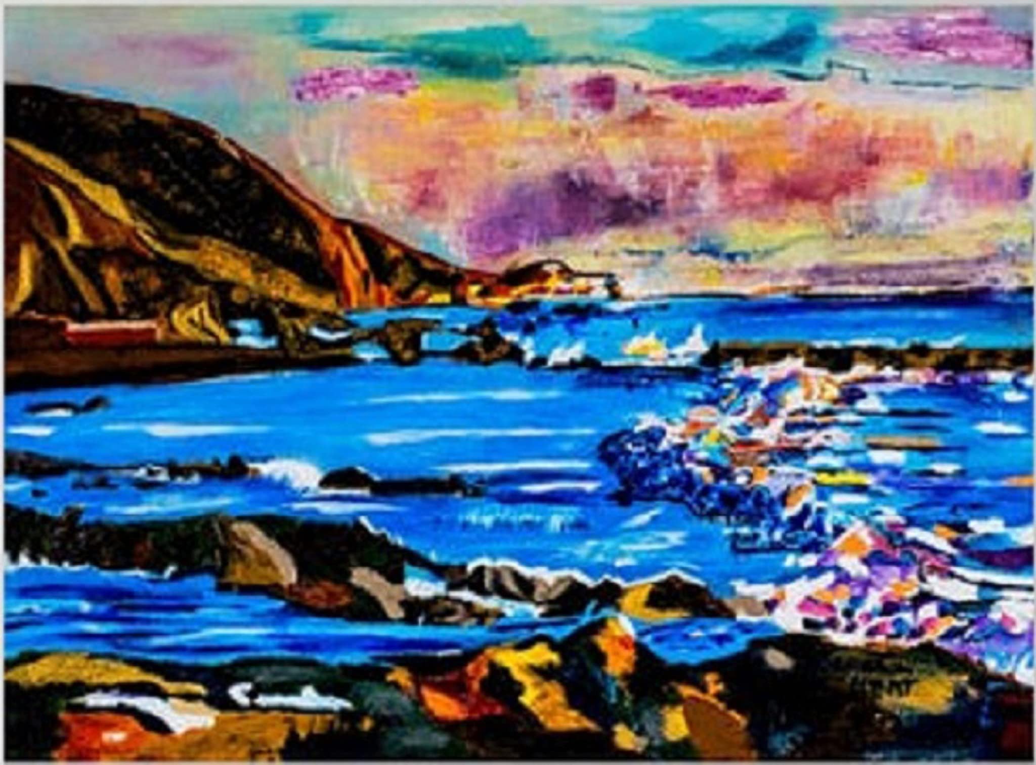 Sunset Oil Painting - Maui Sunset Art Print - Seascape Canvas Wall Decor - Abstract Hawaii Sunset Giclee Print (24x30 Inches) - Perfect for Living Room, Bedroom & Office Decor