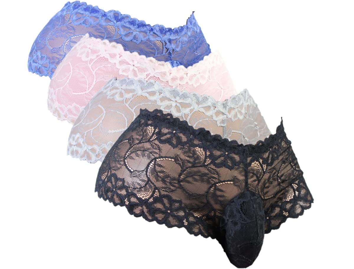 Aishani Men's Lace Underwear Briefs with Sissy Pouch - Comfortable & Breathable Panties for Crossdressing, Cosplay & Sensual Wear