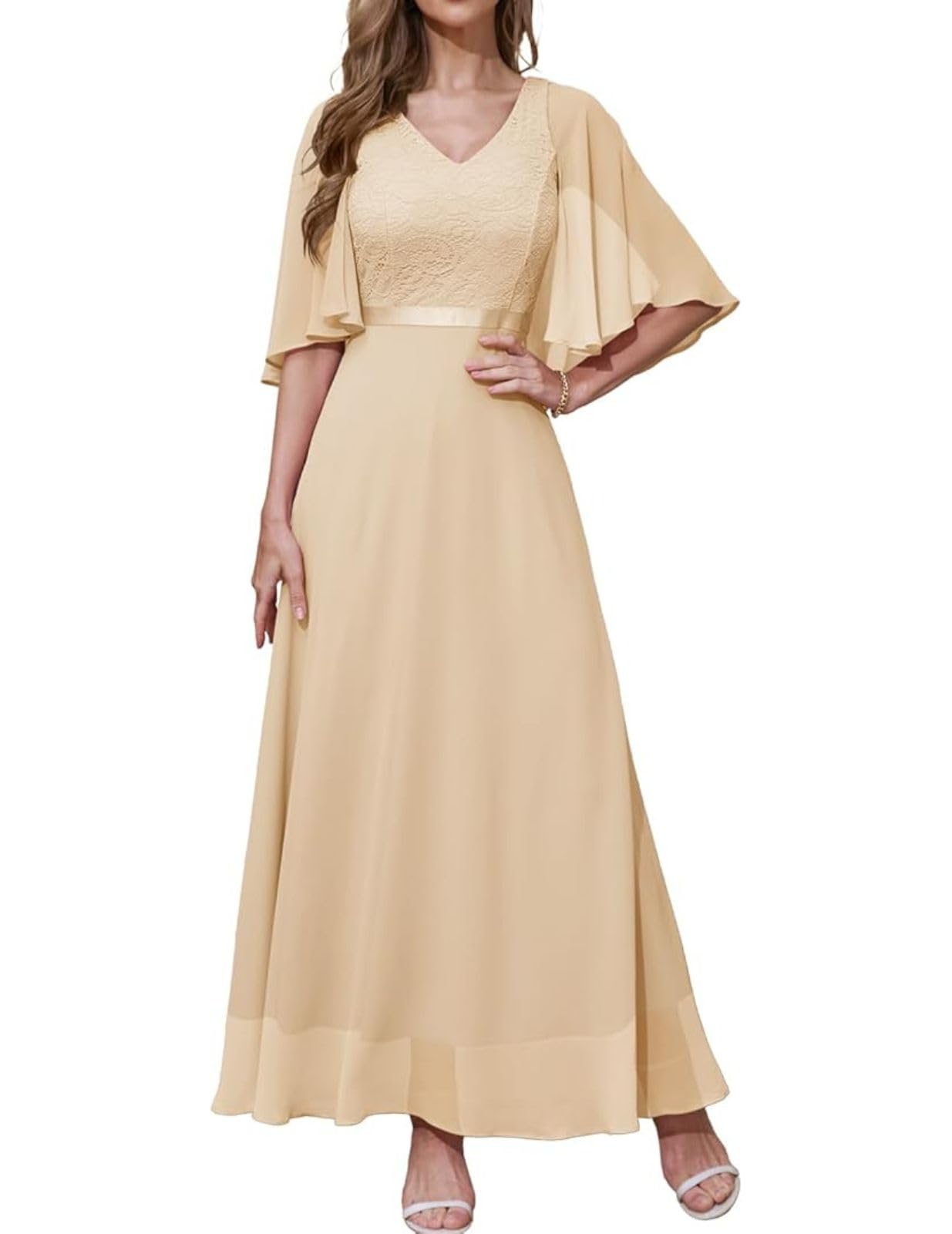 DRESSTELLS Women's Wedding Guest Formal Dress - Elegant Long Prom Gown for Summer Bridesmaid, Church & Party Occasions | Perfect for Weddings, Galas & Evening Events