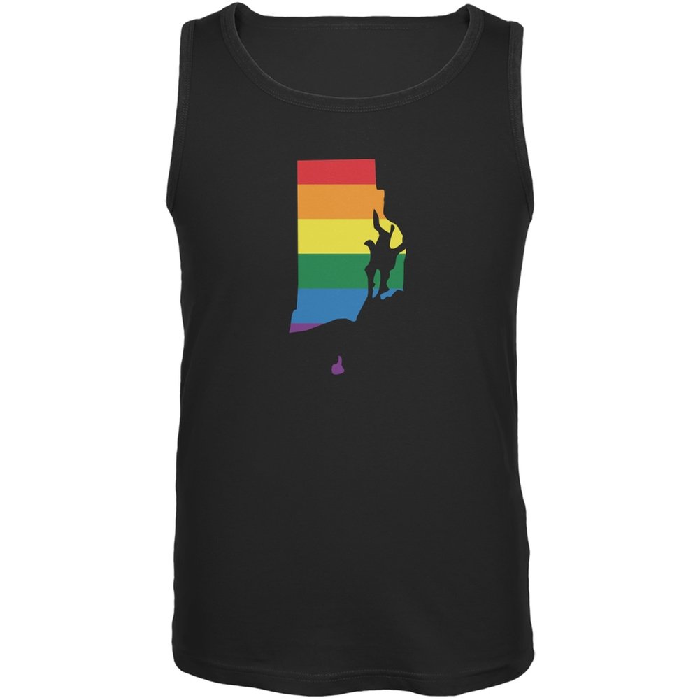 Rhode Island LGBT Gay Pride Rainbow Black Adult Tank Top - 2X-Large | Comfortable & Stylish LGBTQ+ Apparel for Pride Parades, Festivals & Everyday Wear