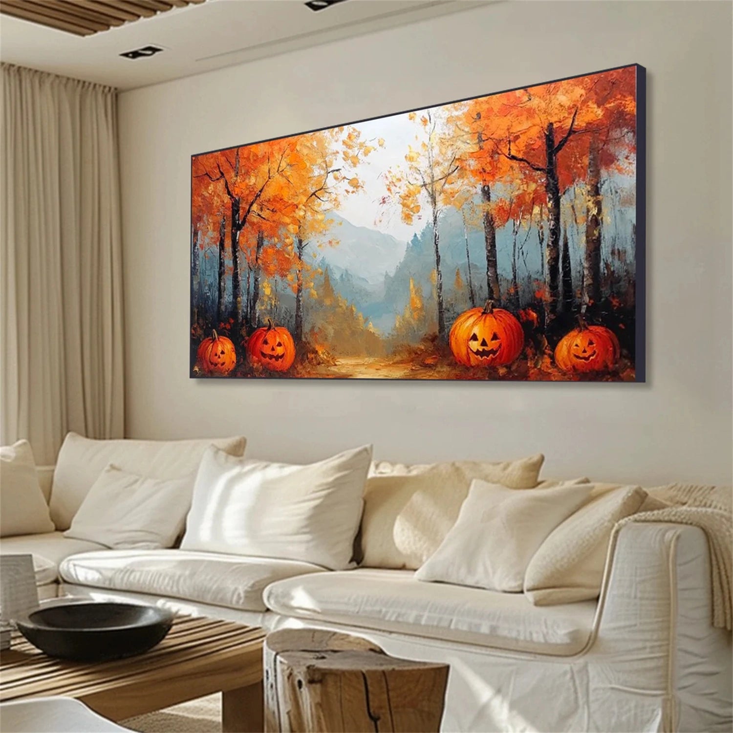 Beautiful Flower and Tree Painting #FT152 - Handmade Canvas Art for Home Decor, Living Room, Bedroom & Office Wall