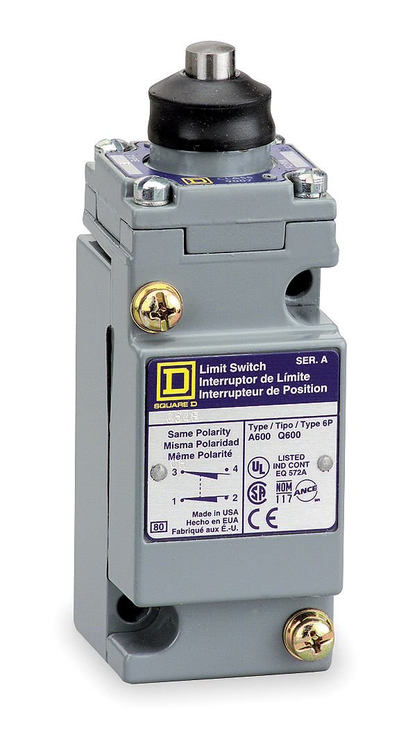 Heavy Duty NEMA Limit Switch 9007C52ED - Compact 1 Pole Top Push Plunger Adjustable Head - Ideal for Industrial Automation & Machinery Safety Systems