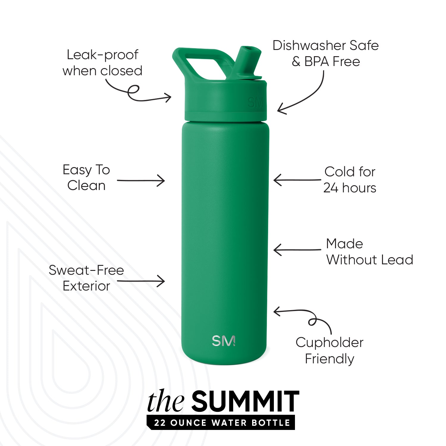 Summit Insulated Stainless Steel Water Bottle with Straw Lid - Leakproof, BPA-Free, 24oz - Perfect for Hiking, Gym & Outdoor Activities