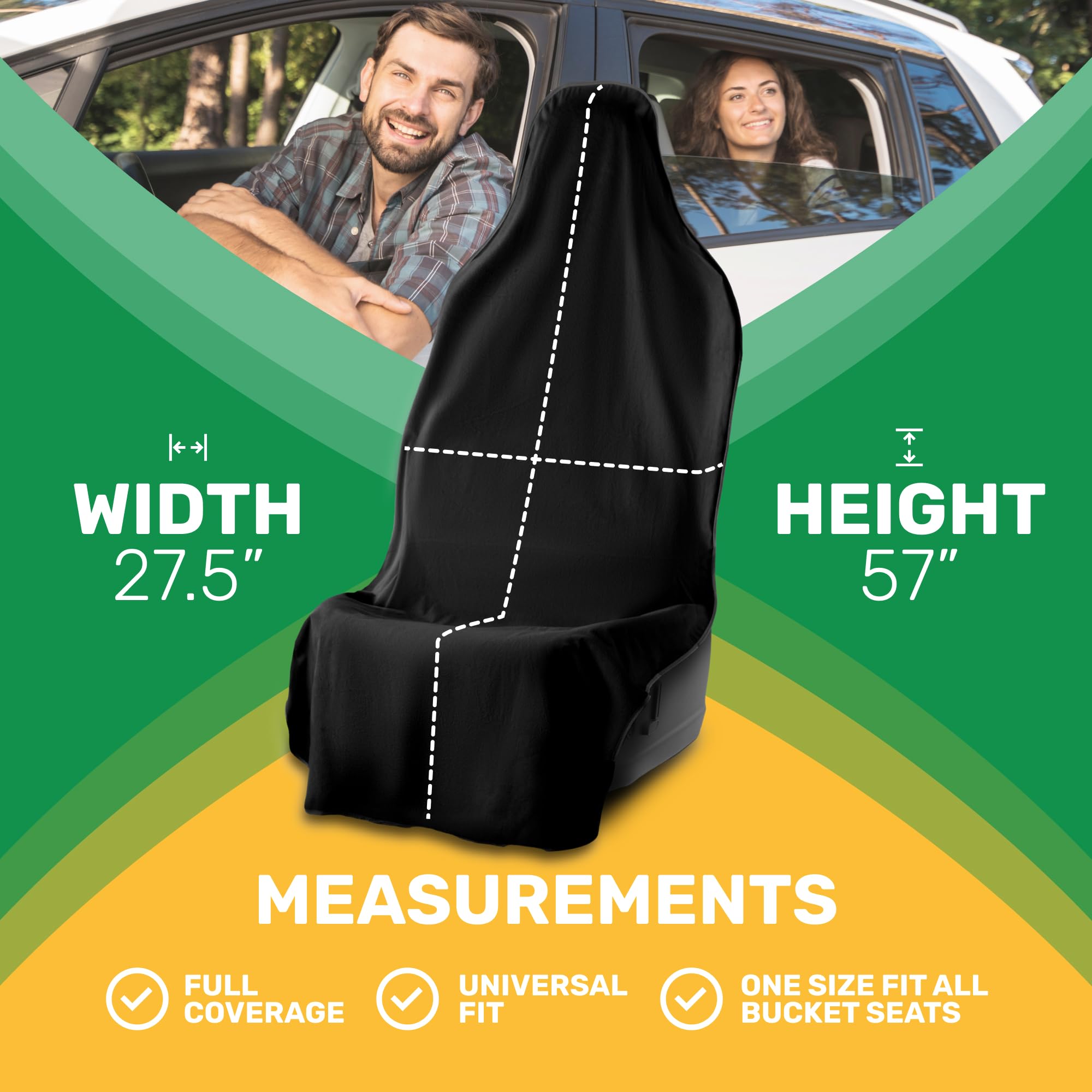 UltraSport Universal Fit Waterproof & Sweatproof Front Seat Cover - Odor-Resistant, Machine Washable Car Seat Protector for Gym, Travel, Outdoor & Pet Use - Spill-Proof Black Towel Cover for Cars, Trucks & SUVs | Perfect for Workouts, Road Trips & Daily Commute