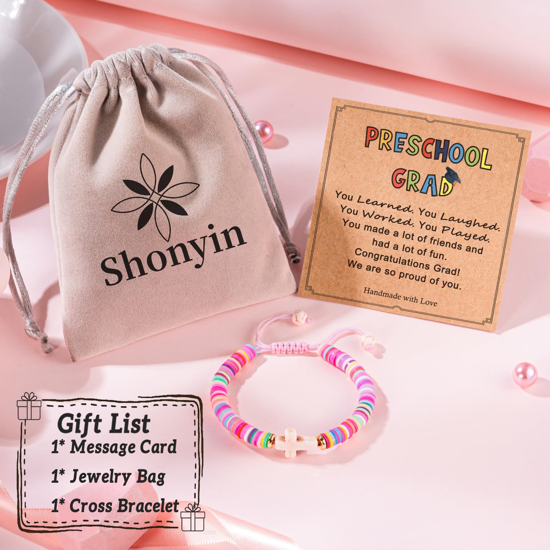 Shonyin 2025 Kindergarten & Preschool Graduation Bracelet - Cute Adjustable Bracelet Gift for Girls - Perfect for Graduation Ceremony, Party Favors & School Memories