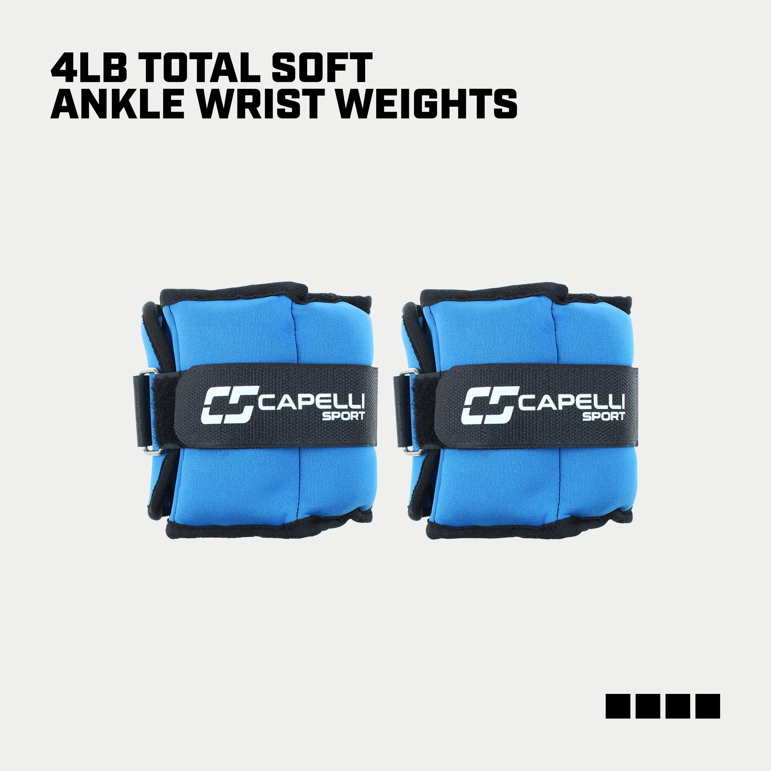 Capelli Sport Adjustable Ankle & Wrist Weights - 4 lbs Set of 2 (Blue) - for Strength Training, Running, Aerobics & Home Workouts