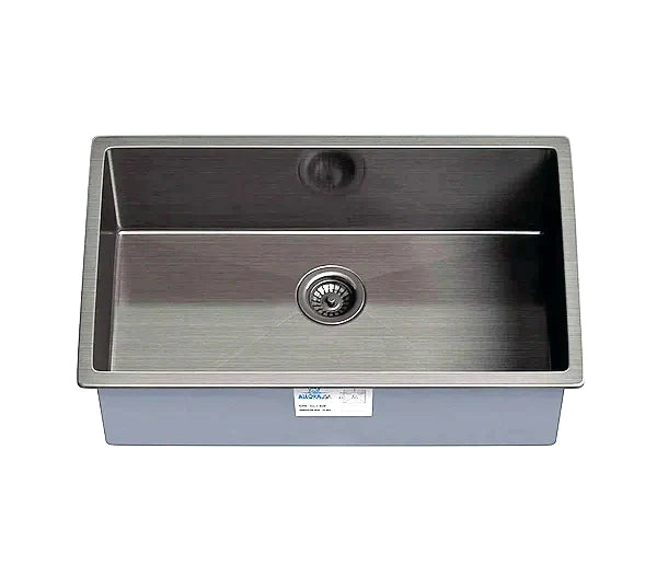 Allora USA KH 3018 R15 GM Gunmetal Black Matte Stainless Steel Handmade Kitchen Sink - Durable & Stylish for Modern Farmhouse, RV, and Tiny Home Kitchens