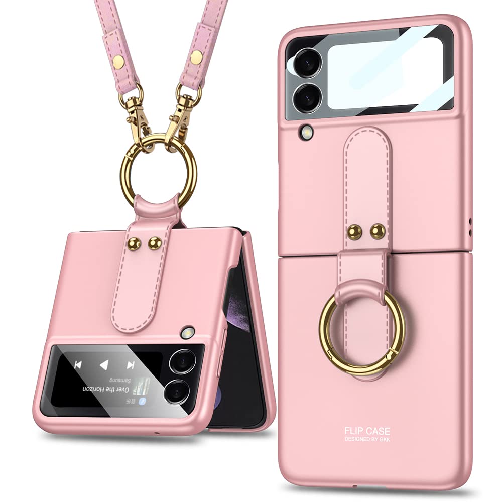 SHIEID Ultra-Thin Protective Case with Ring Stand for Samsung Galaxy Z Flip 3 5G - Pink | Slim Folding Screen Cover, Quick Mini Backpack Conversion | Perfect for Daily Use, Travel & Hands-Free Viewing