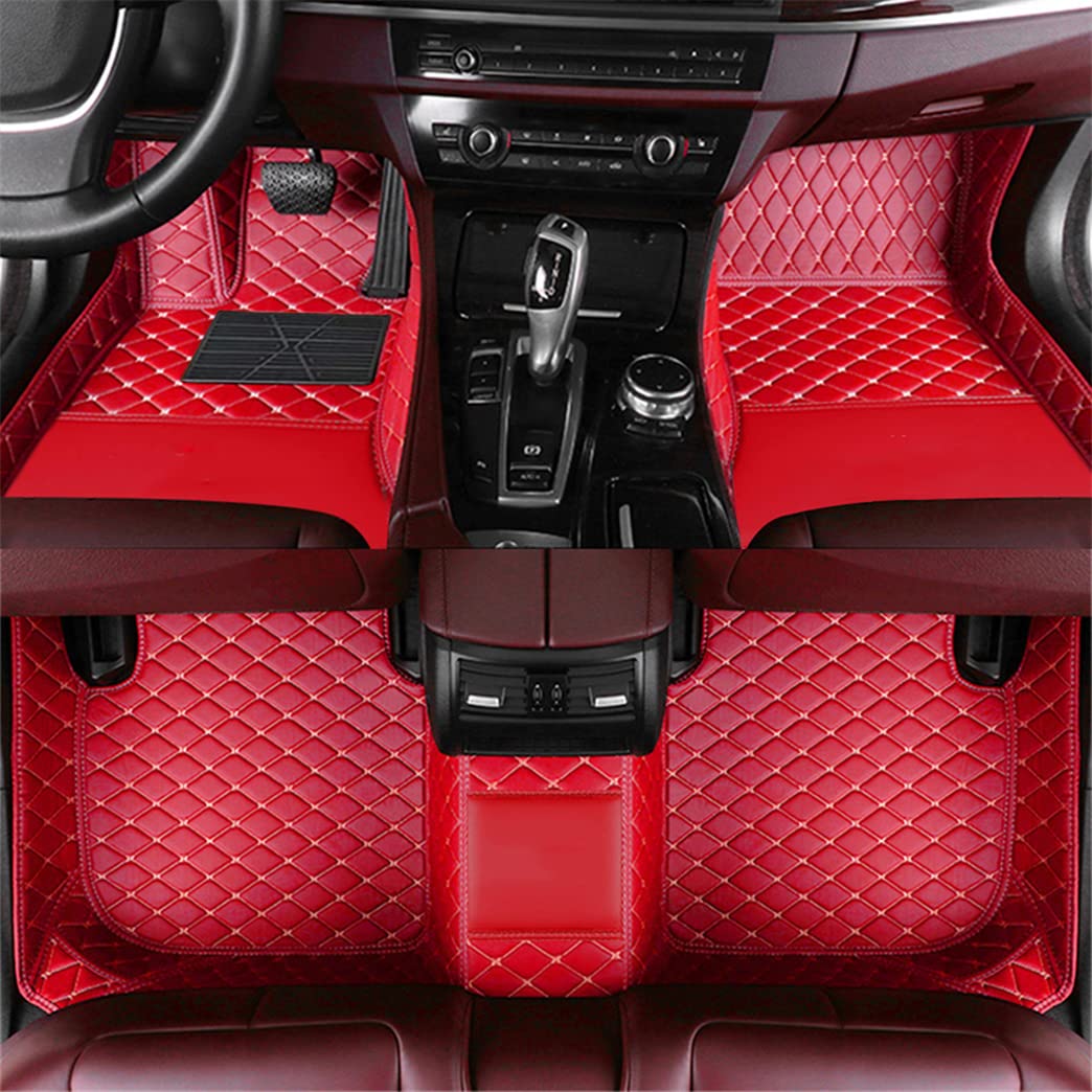 Custom Car Floor Mats for Camaro, Corvette & Monte Carlo - Premium Leather All-Weather Protection, Waterproof Full Coverage Auto Floor Liners (Red) - Perfect for Daily Driving, Road Trips & Car Shows