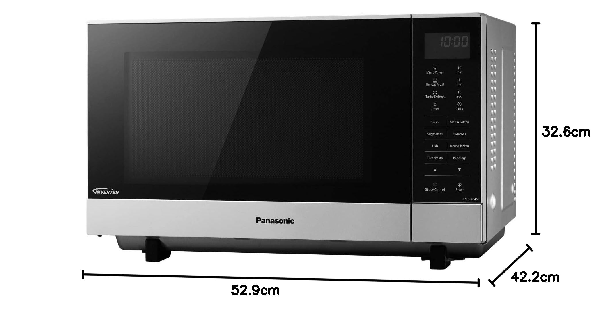 Panasonic NN-SF464MBPQ 27L Silver Countertop Microwave Oven - Perfect for Small Kitchens, Dorms & Office Break Rooms