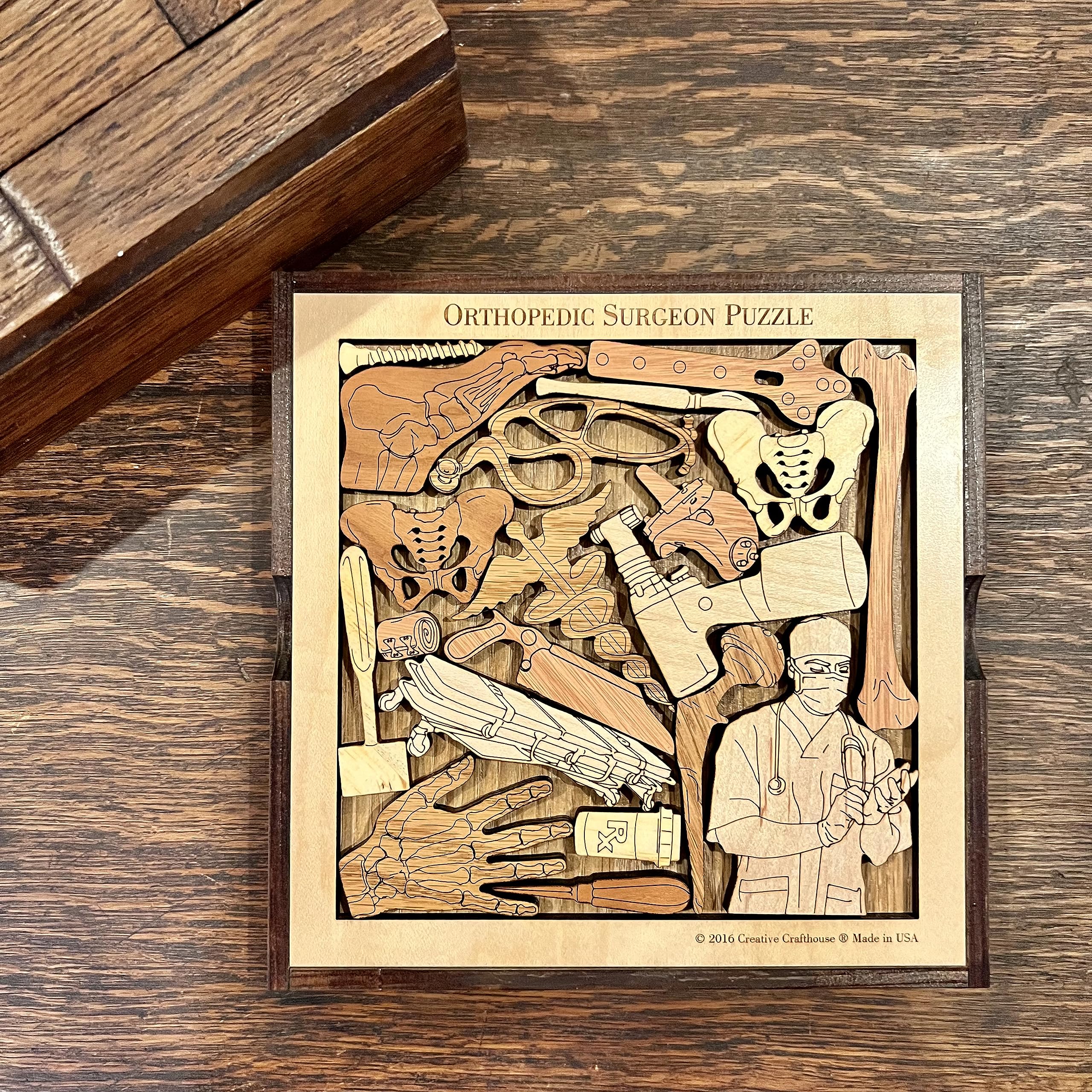Orthopedic Surgeon Wooden Puzzle – Unique Handmade Brain Teaser Gift for Doctors & Medical Students – Perfect for Office Decor, Stress Relief & Medical Education