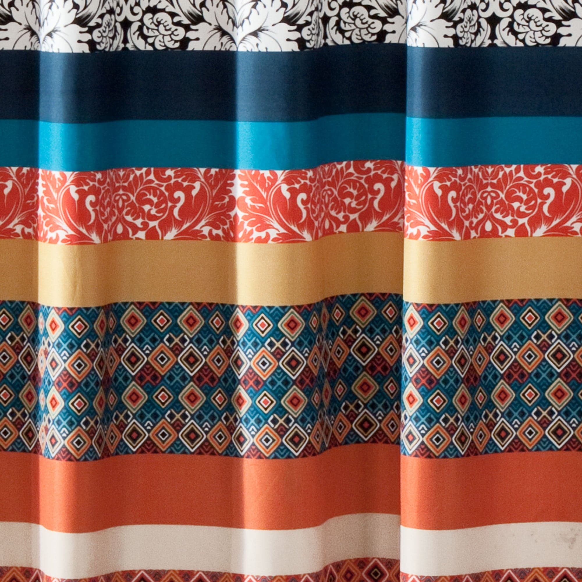 Boho Stripe Shower Curtain - Waterproof Bathroom Decor with Tassel Trim, 72x72 Inches - Perfect for Boho, Farmhouse & Coastal Style Bathrooms