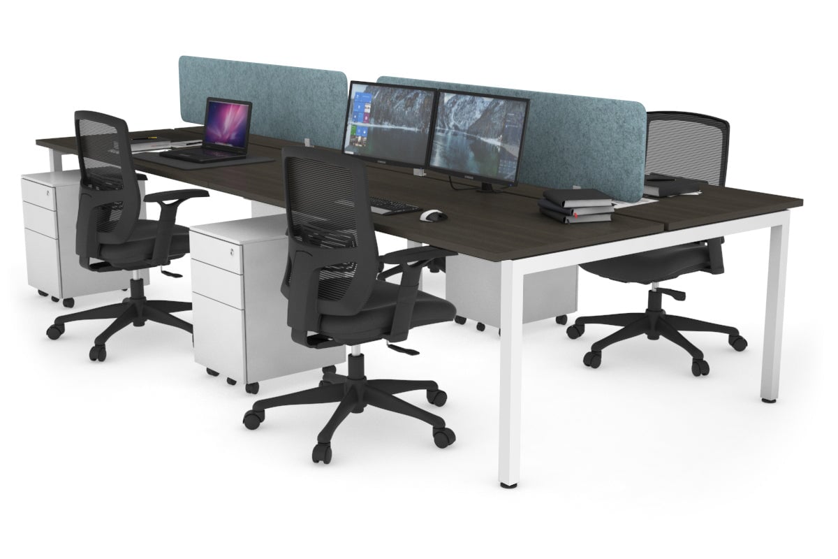 Quadro Square Legs 4-Person Office Workstation Desk - 1800mm x 700mm (71
