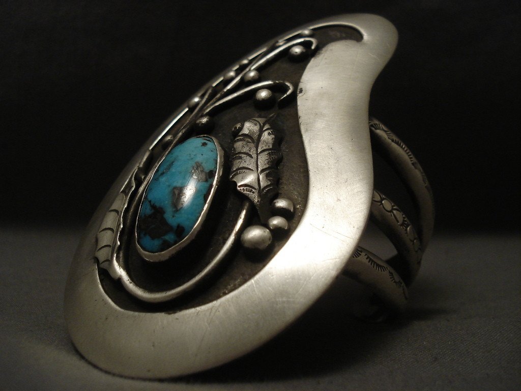 147 Gram Giant Vintage Navajo Bisbee Turquoise Native American Jewelry Silver Bracelet