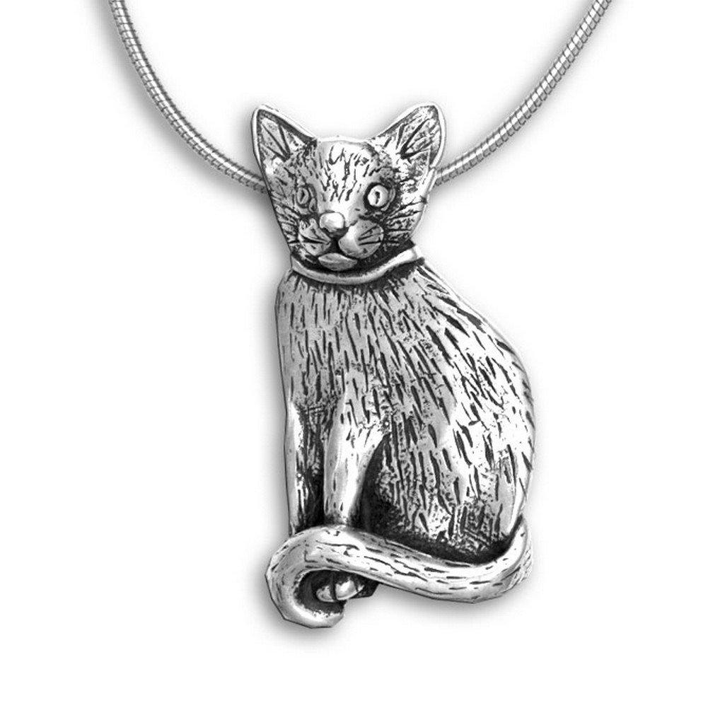 925 Sterling Silver Large Domestic Cat Pendant Necklace for Women - Perfect Gift for Cat Lovers, Birthday & Anniversary Jewelry