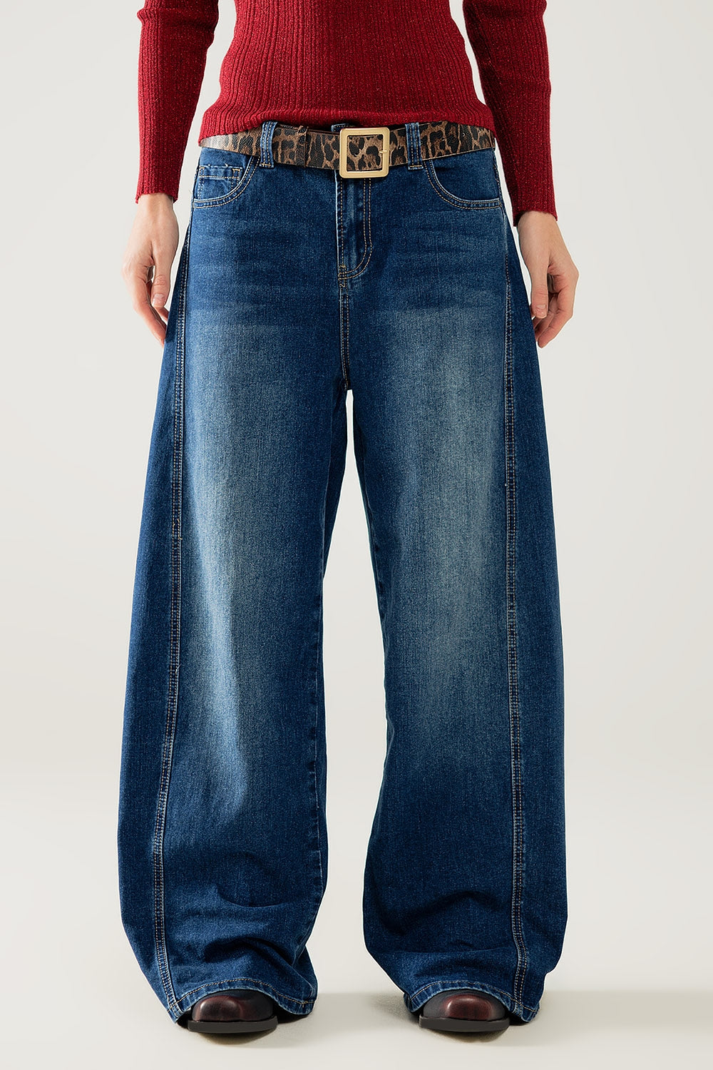 Vintage Medium Wash Balloon Jeans for Women - Baggy Denim Pants for Casual Wear, Street Style & Everyday Comfort