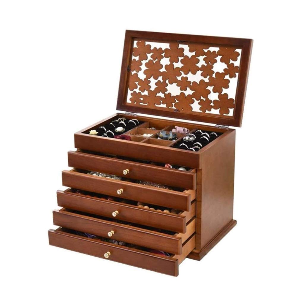 XJJZS Large Wooden Jewelry Box Organizer - Elegant Jewelry Storage Cabinet for Rings, Necklaces & Accessories | Perfect Gift for Women, Home Decor & Vanity Organization