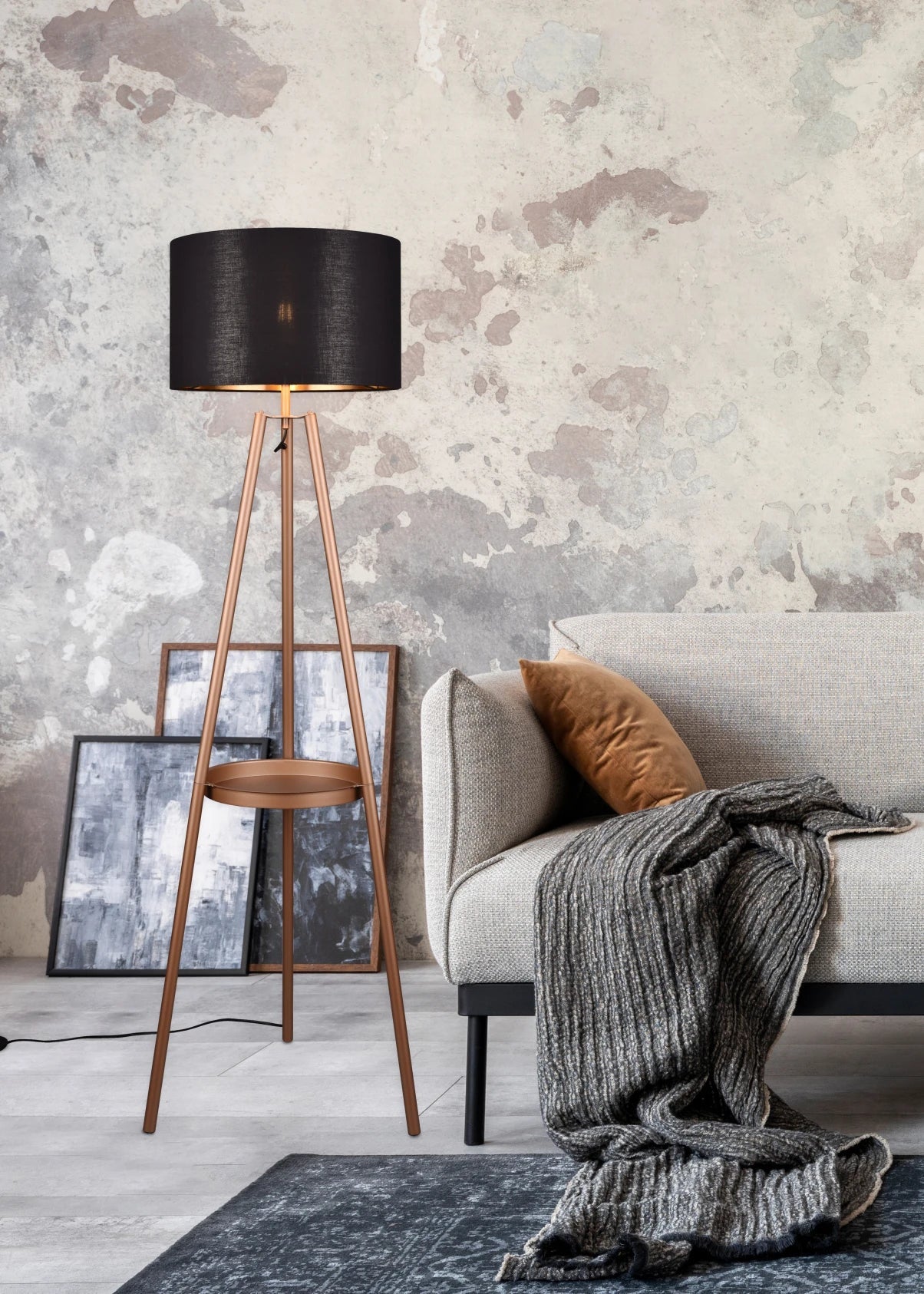 Colette Arc Floor Lamp - Modern Adjustable Standing Light for Living Room, Bedroom, or Office - Coffee & Black Finish - Perfect for Reading, Working, or Ambient Lighting