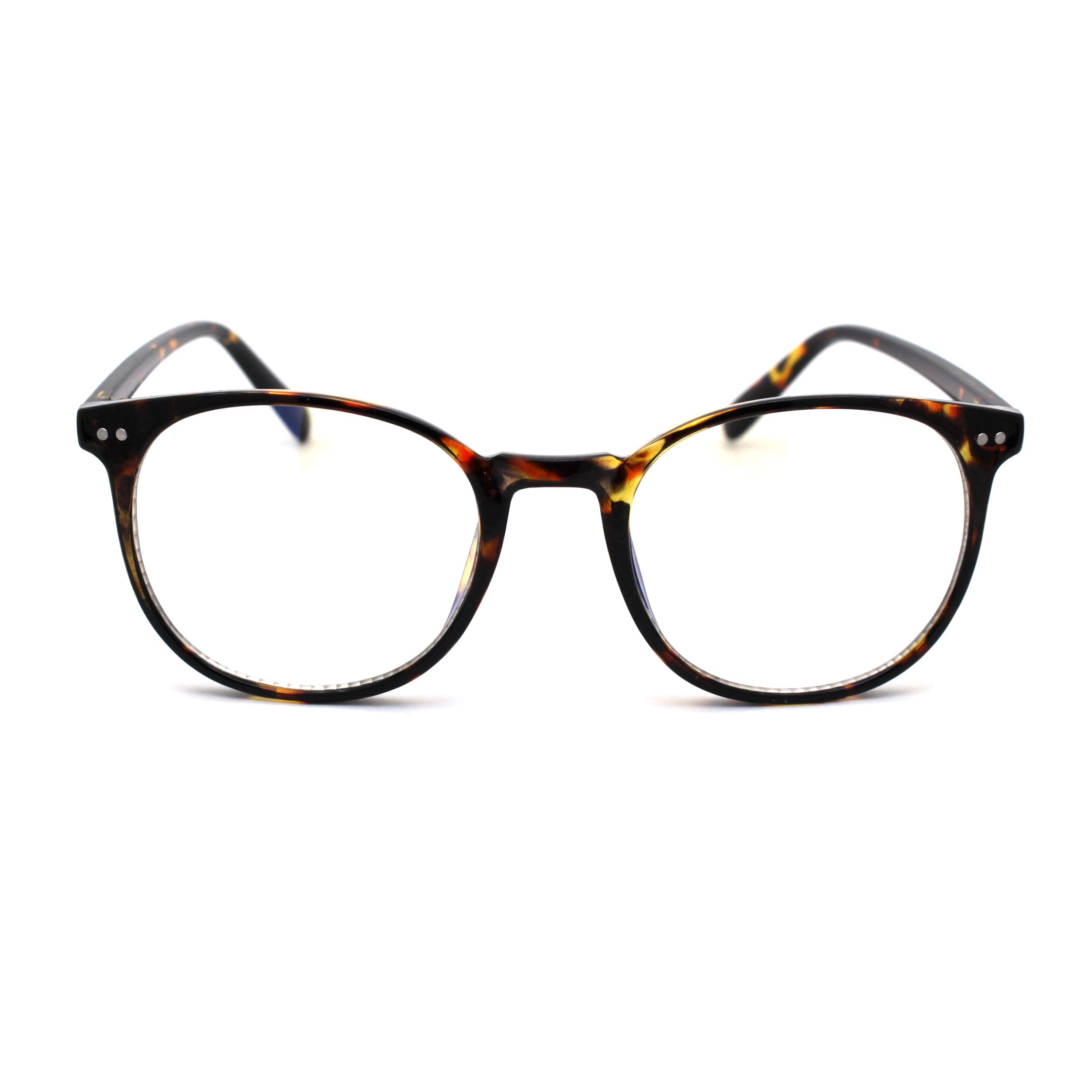 Blue Light Blocking Glasses for Computer - SA106 Round Keyhole Frame Anti-Eye Strain Glasses for Gaming, Office Work & Screen Use