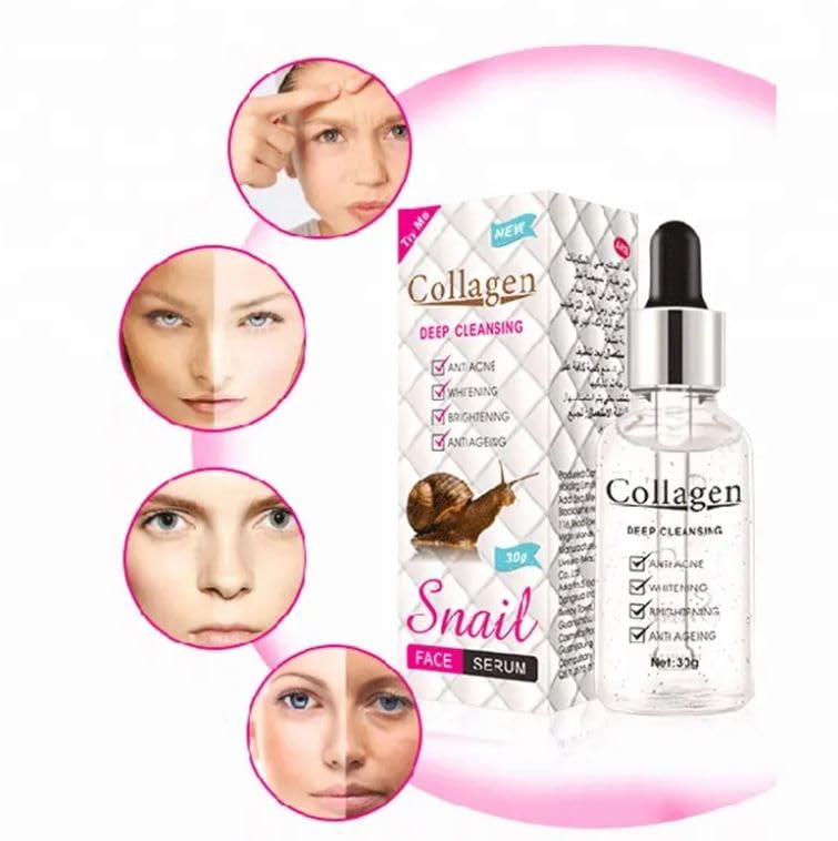 Organic Anti-Aging & Acne Treatment Face Serum with Snail Mucin & Collagen | Whitening & Repair Skin Care for Women | Daily Hydration & Night Routine