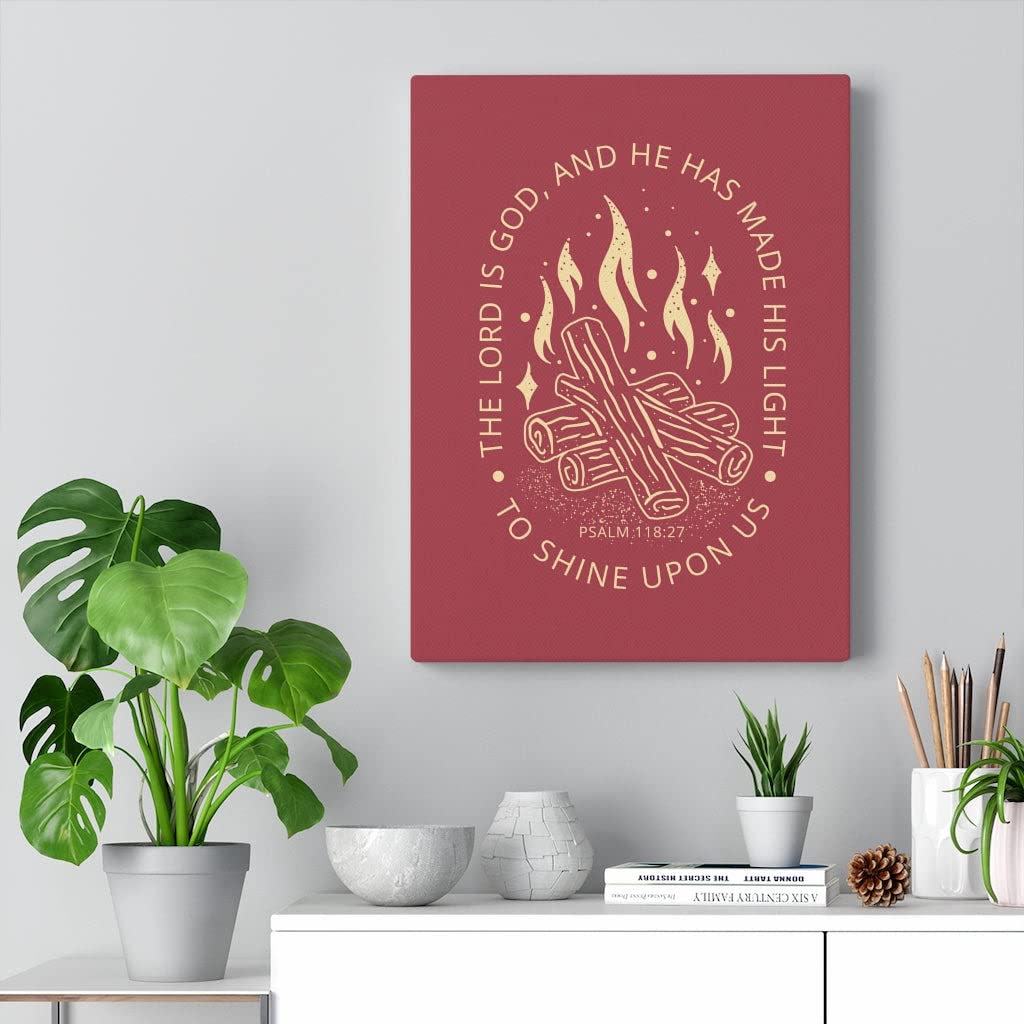 Bible Verse Wall Art - The Lord is God Psalm 118:27 - Inspirational Scripture Print - Ready to Hang Unframed Christian Home Decor - Perfect for Living Room, Bedroom & Church Gifts
