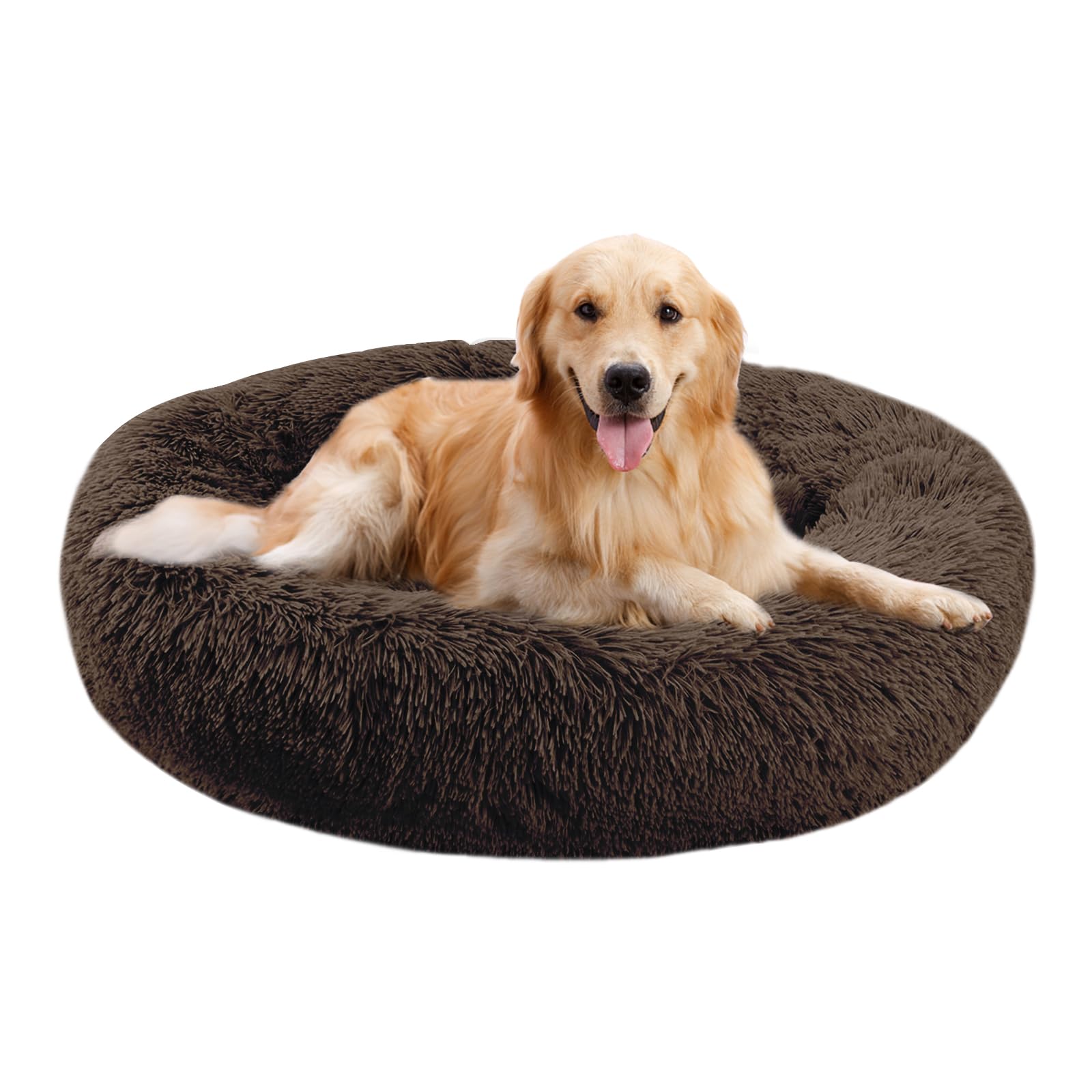 Nisrada Washable Round Dog Bed for Small Medium Large Dogs - 27 Inch Calming Pet Bed with Non-Slip Bottom | Cozy Soft Puppy & Kitten Bed for Crate, Living Room, or Bedroom
