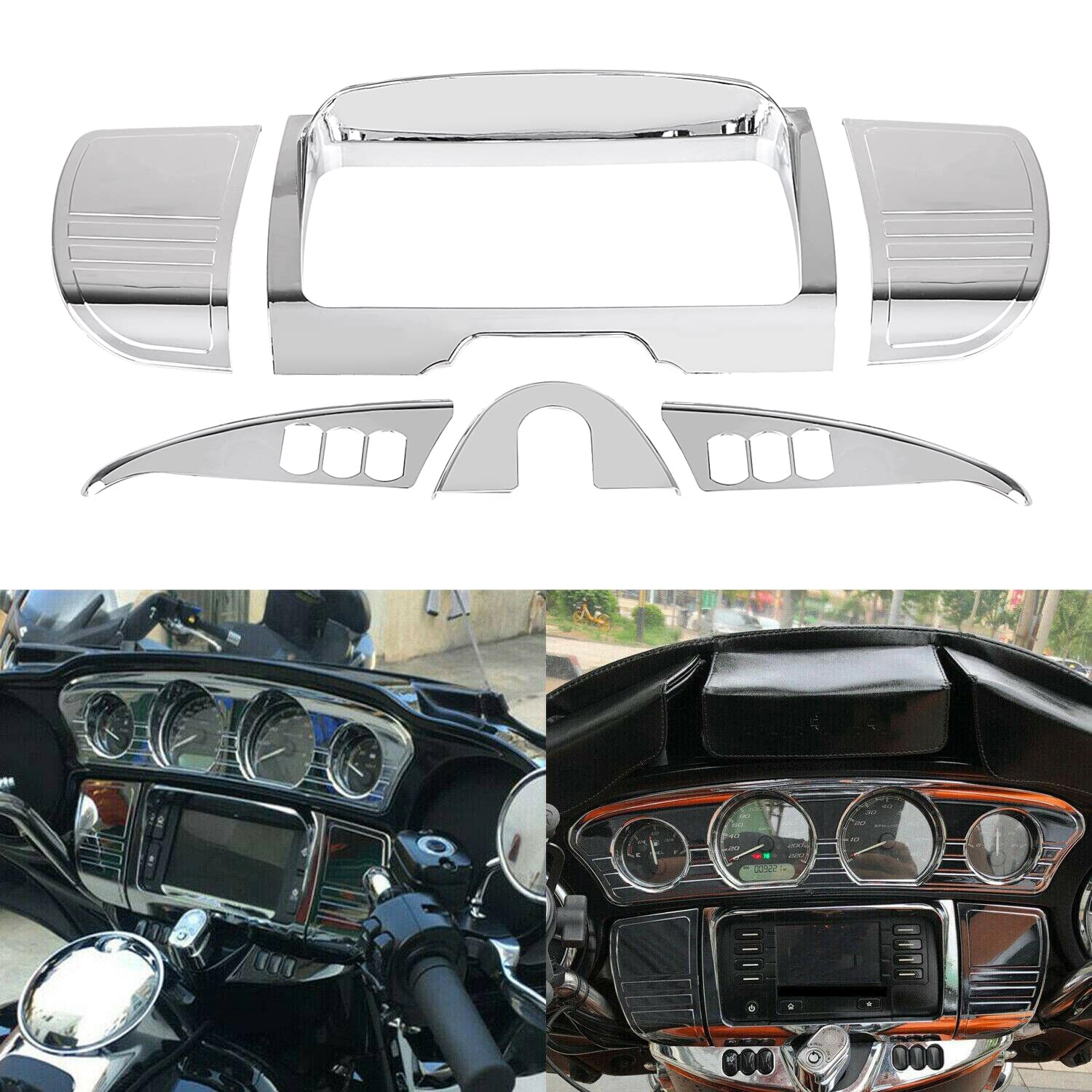 Chrome Motorcycle Stereo Trim Inner Fairing Panels Cover for Harley Davidson Touring Models (2014-2023) - Electra Glide, Street Glide, Road Glide, Ultra Limited & Tri Glide - Premium Sound System Upgrade for Long Rides & Highway Cruising