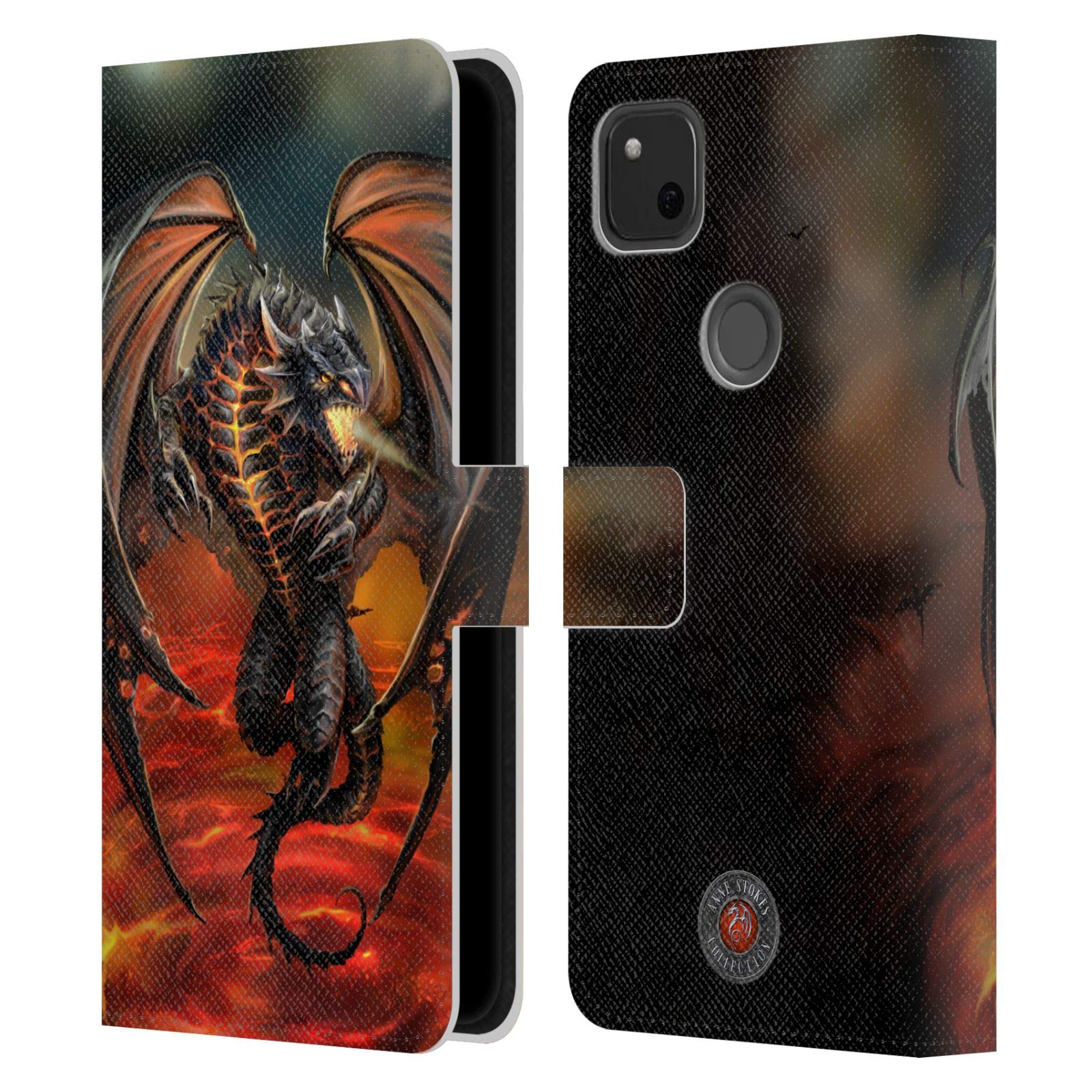 Anne Stokes Lava Dragons Leather Wallet Case for Google Pixel 4a - Perfect for Book Lovers & Fantasy Fans