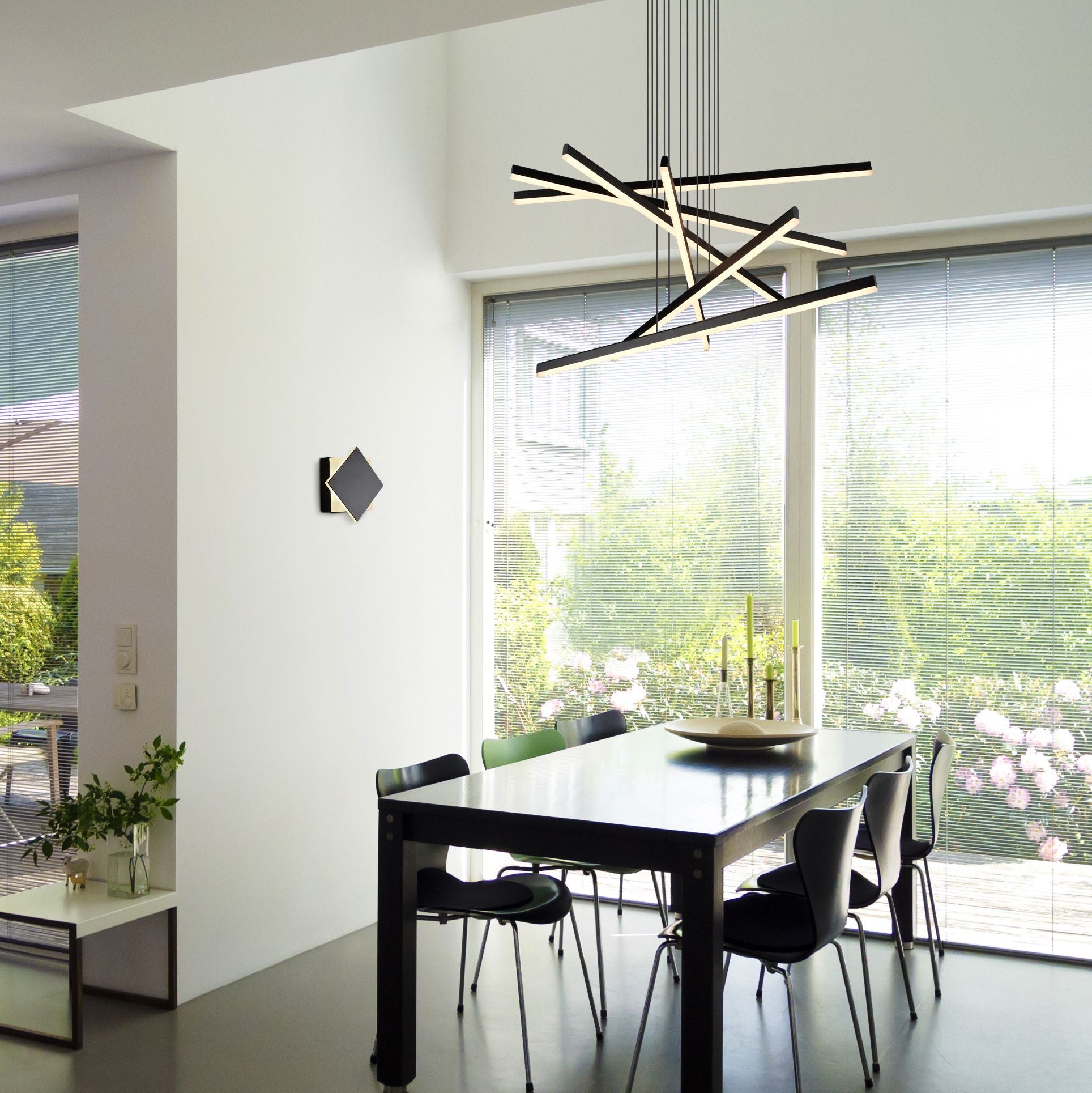 VONN Sirius 32 Inch Black LED Chandelier with Integrated Lights - Modern Ceiling Fixture for Dining Room, Bedroom, or Living Room Lighting