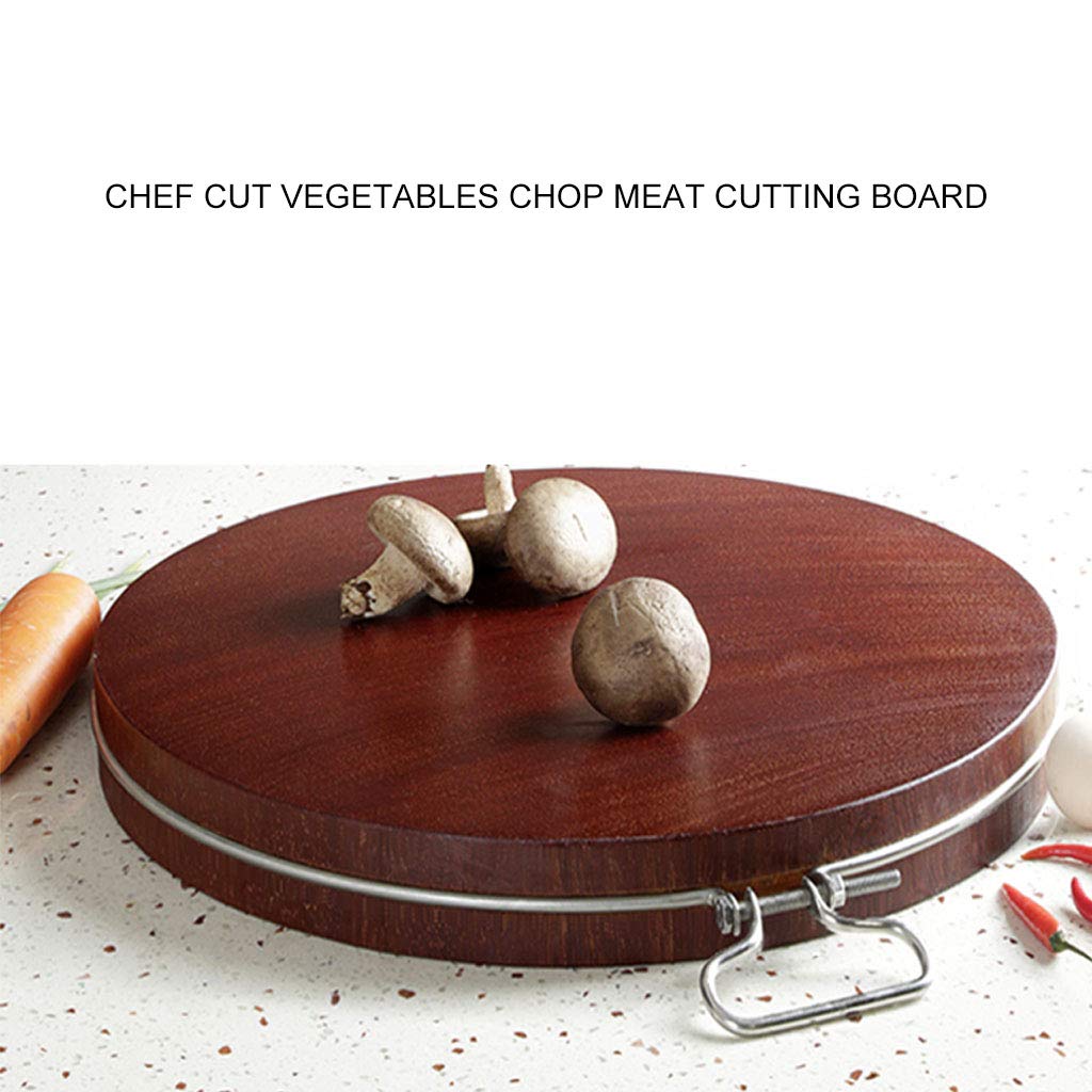Premium Round Solid Wood Cutting Board - 5cm Thick Natural Wood Chopping Block with Hanging Hole for Chefs, Restaurants & Home Kitchens | Perfect for Meat, Vegetables & Baking Prep