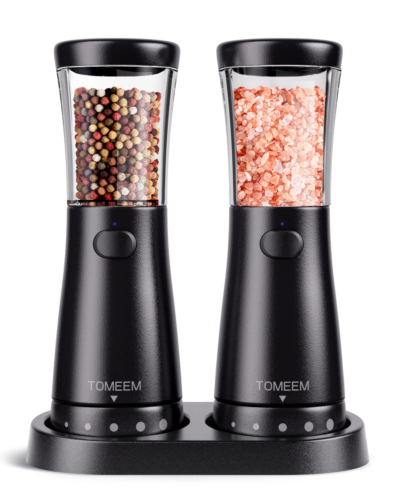 Premium Electric Salt and Pepper Grinder Set - Rechargeable Stainless Steel Mill with 4.5oz Capacity, Adjustable Coarseness & Wide 1.8