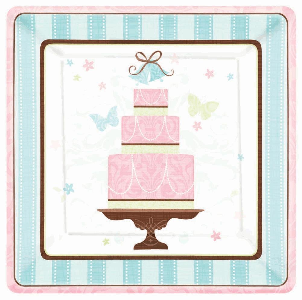 Blushing Bride 7 Inch Square Plates - Elegant Wedding Dinnerware Set for Bridal Showers, Anniversary Celebrations & Romantic Dinners
