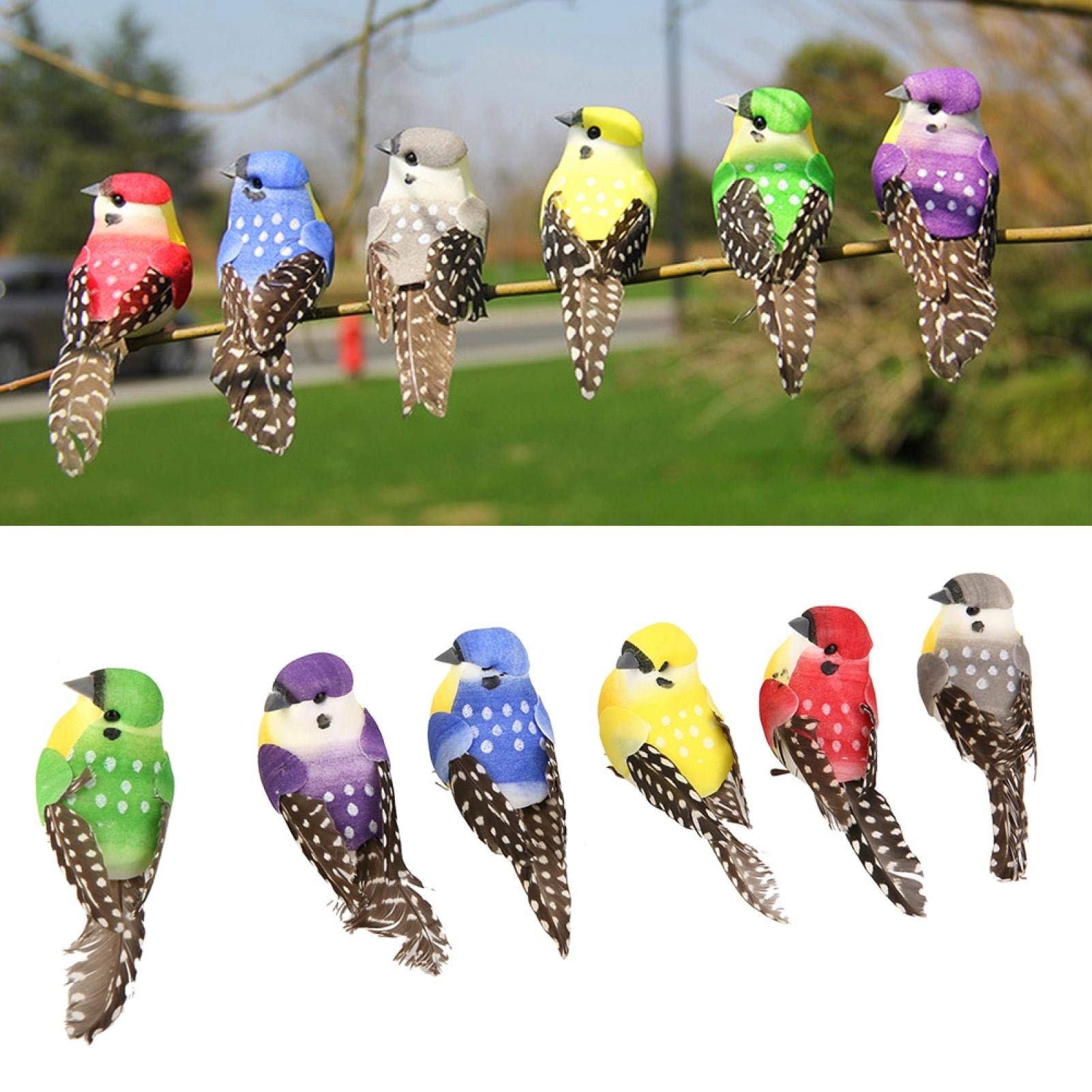 Luroze Artificial Feather Birds - Realistic Decorative Birds for Outdoor & Indoor Use - Perfect for Home Decor, Wedding Centerpieces, Garden Ornaments, Bars and Cafes - Adds Elegant Touch to Any Space