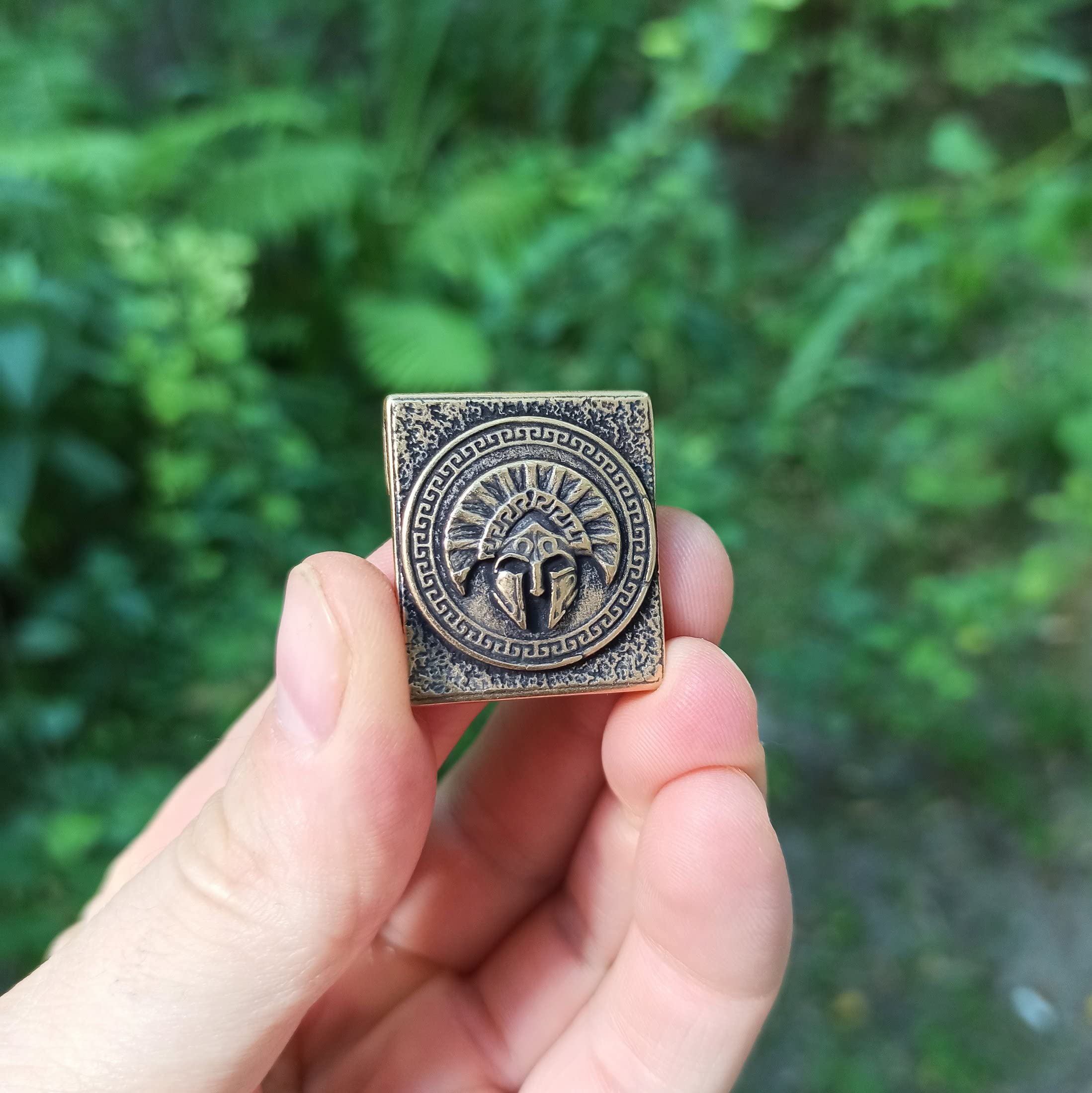 Spartan Helmet Bronze EDC Patch - Molle Clip for Tactical Gear | Military Accessories for Backpacks, Vests & Outdoor Adventures