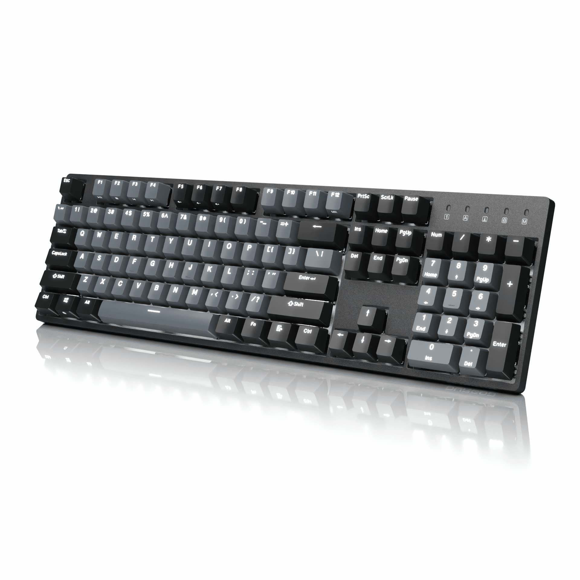 DURGOD K310 Corona White Backlit Full Size Mechanical Keyboard - 104 Keys, USB C Wired, Doubleshot PBT Keycaps, Programmable, NKRO for Windows & Mac (Cherry Speed Silver) | Perfect for Gaming, Office Work & Typing Enthusiasts