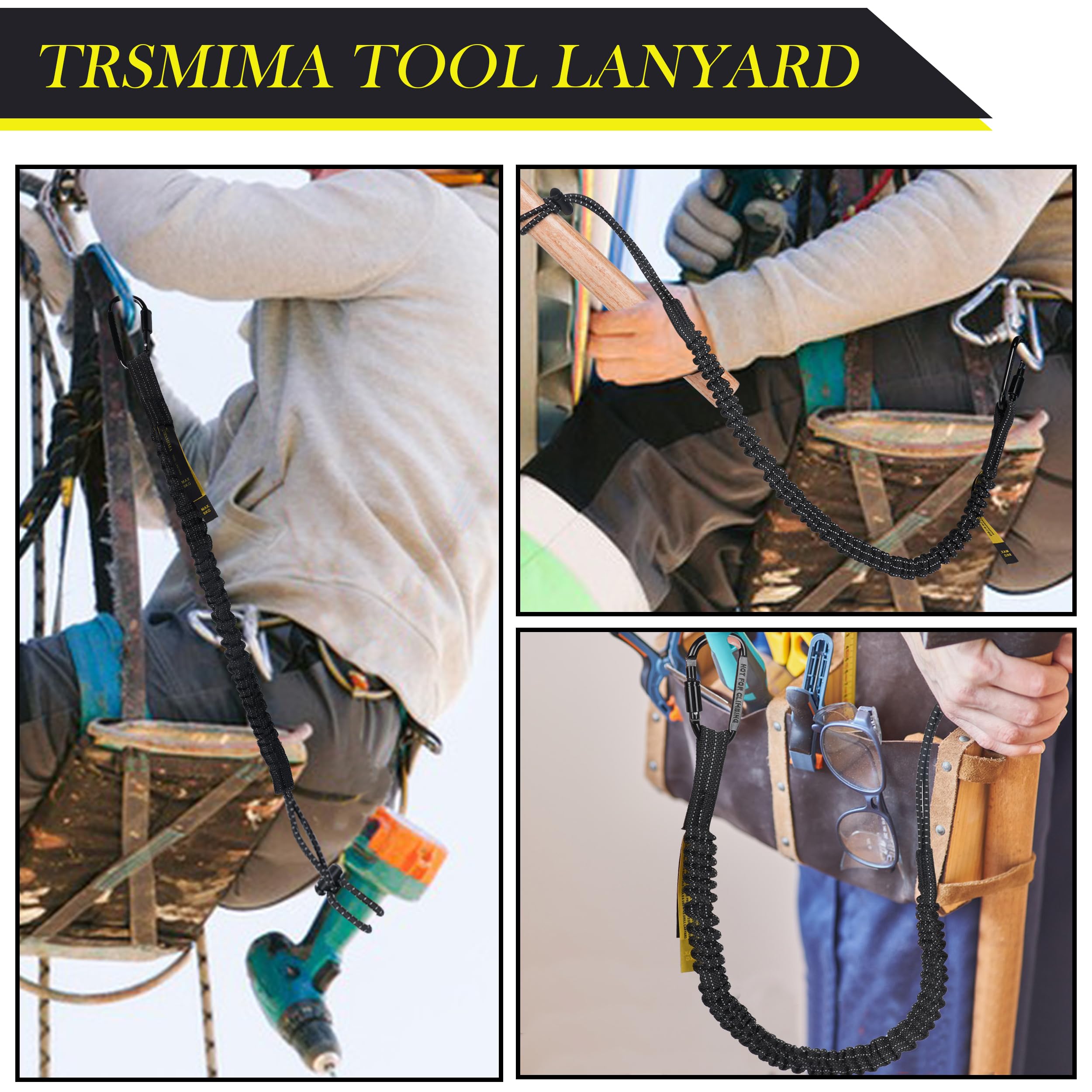 TRSMIMA Safety Tether Tool Lanyard - Black Anti-Drop Wrist Strap for Power Tools, Smartphones & Cameras - Secure Work at Heights, Construction Sites & Outdoor Activities